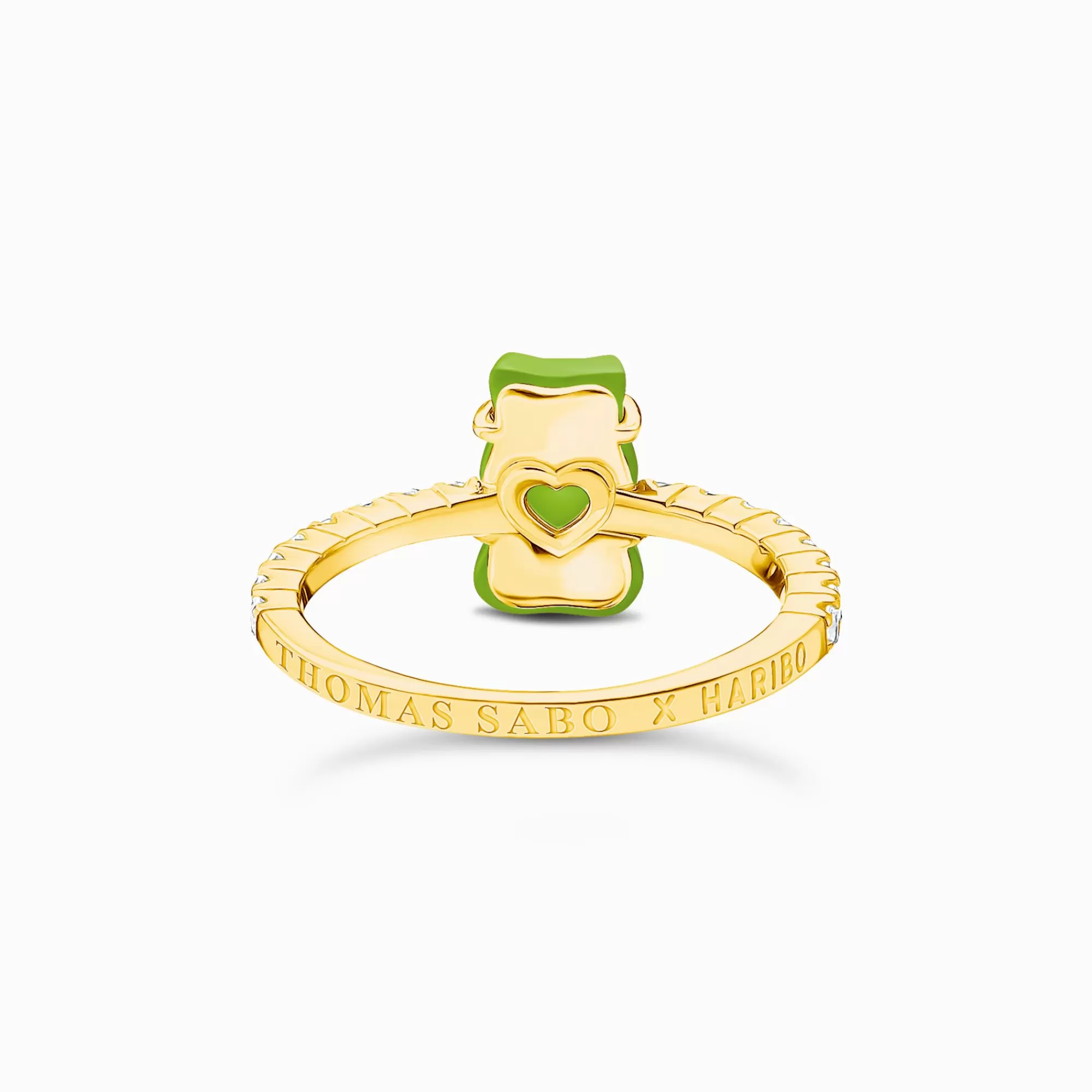 Hot Anillo con baño de oro, Osito de Oro verde mini y piedras de circonita Mujer Anillos | Baño De Oro De 18 Quilates - Plata 925