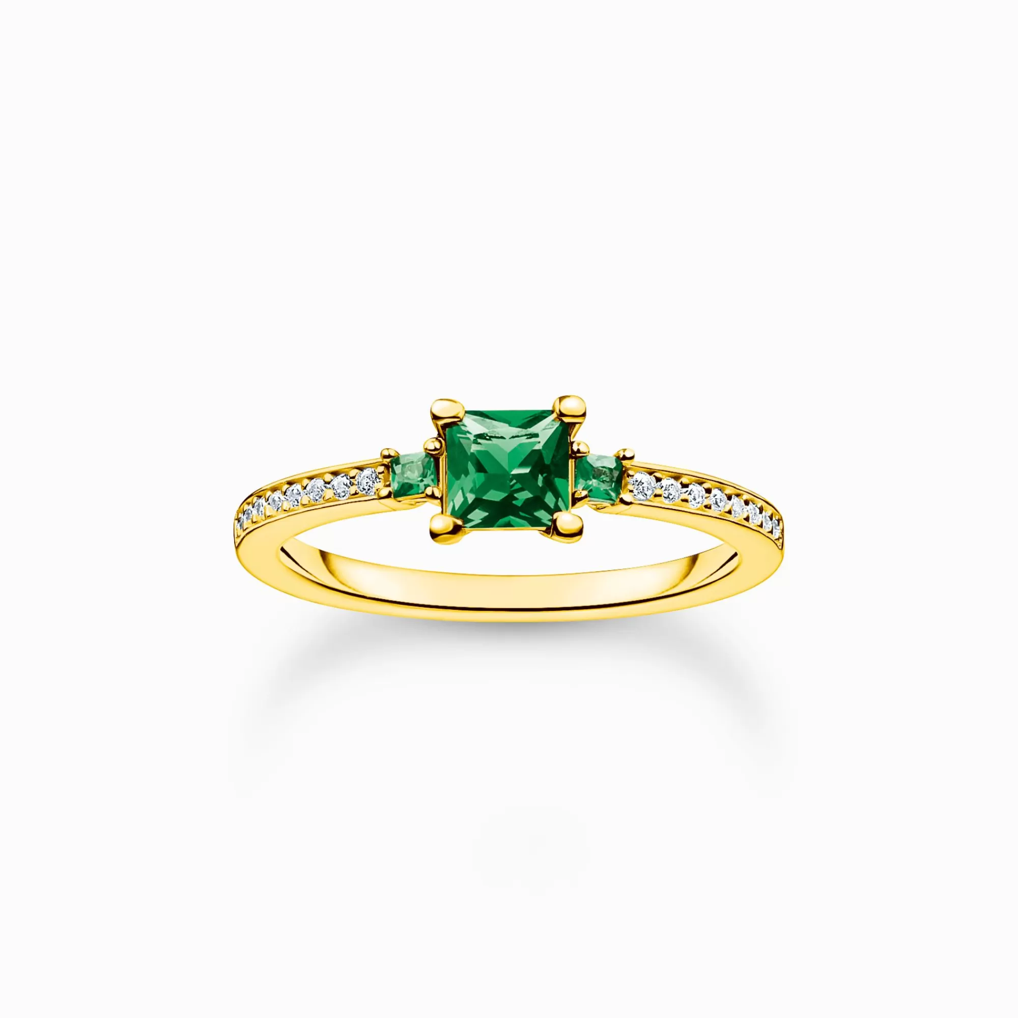 Flash Sale Anillo con verde y piedras blancas oro Mujer Anillos | Baño De Oro De 18 Quilates - Plata 925