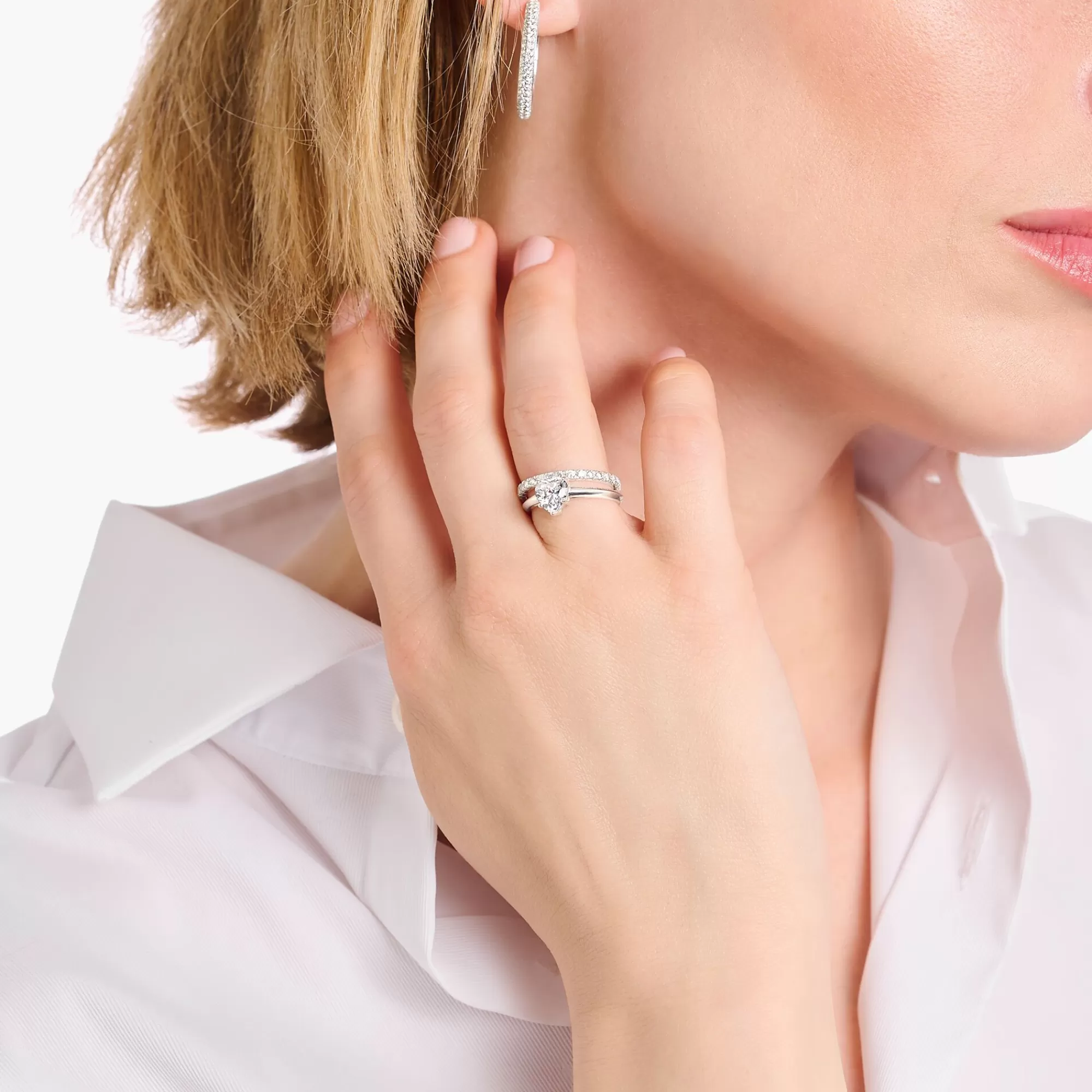 Cheap Anillo de plata con circonita blanca en forma de corazón Mujer Anillos | Plata 925