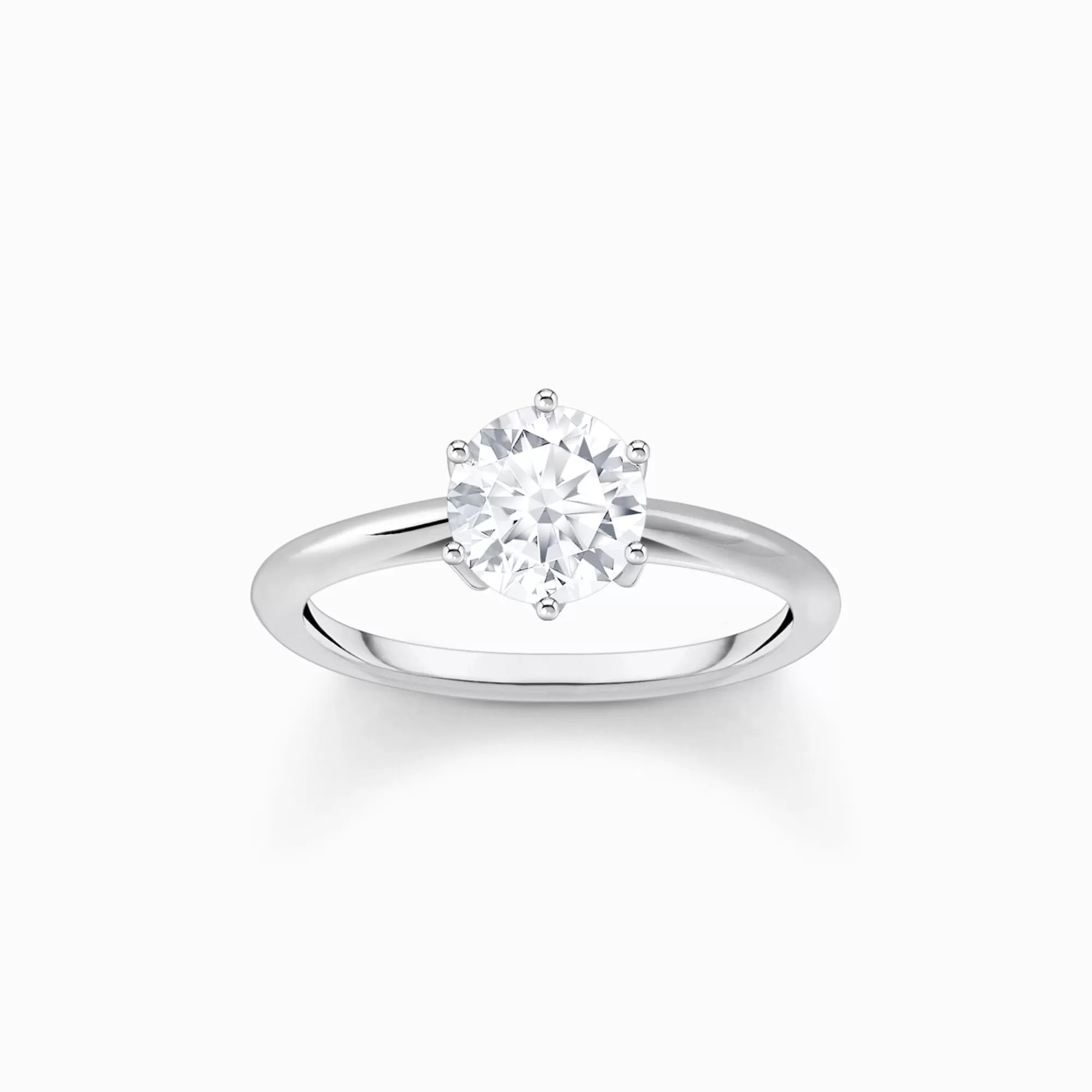 Flash Sale Anillo de plata con circonita blanca en talla brillante Mujer Anillos