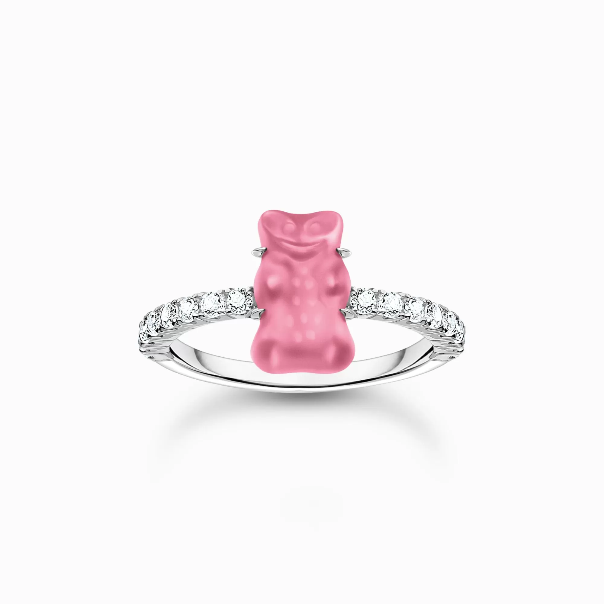 Hot Anillo de plata con Osito de Oro HARIBO rosa mini y piedras de circonita Mujer Anillos | Plata 925