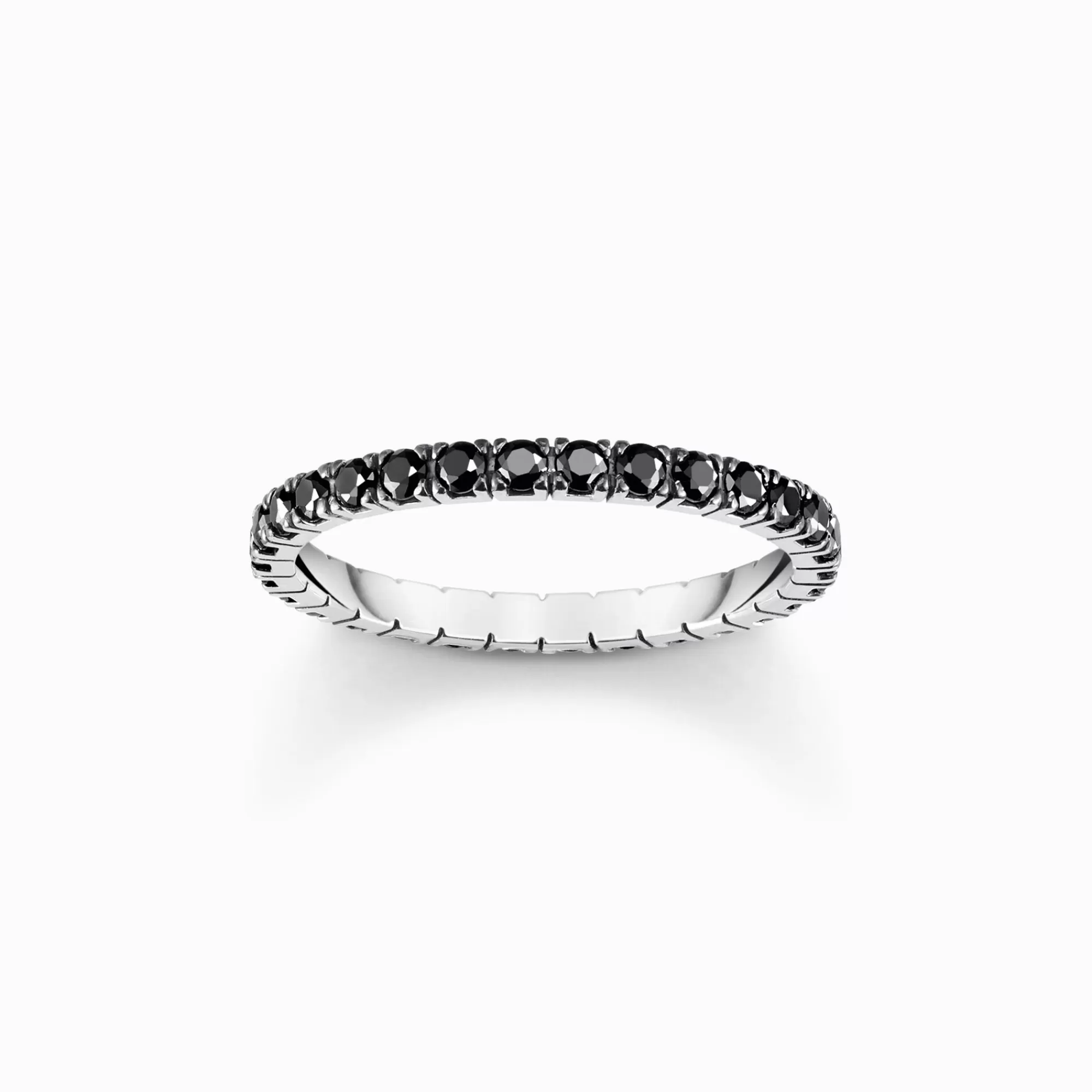 Fashion Anillo de plata de delicado diseño con circonita negra Mujer Anillos | Plata 925