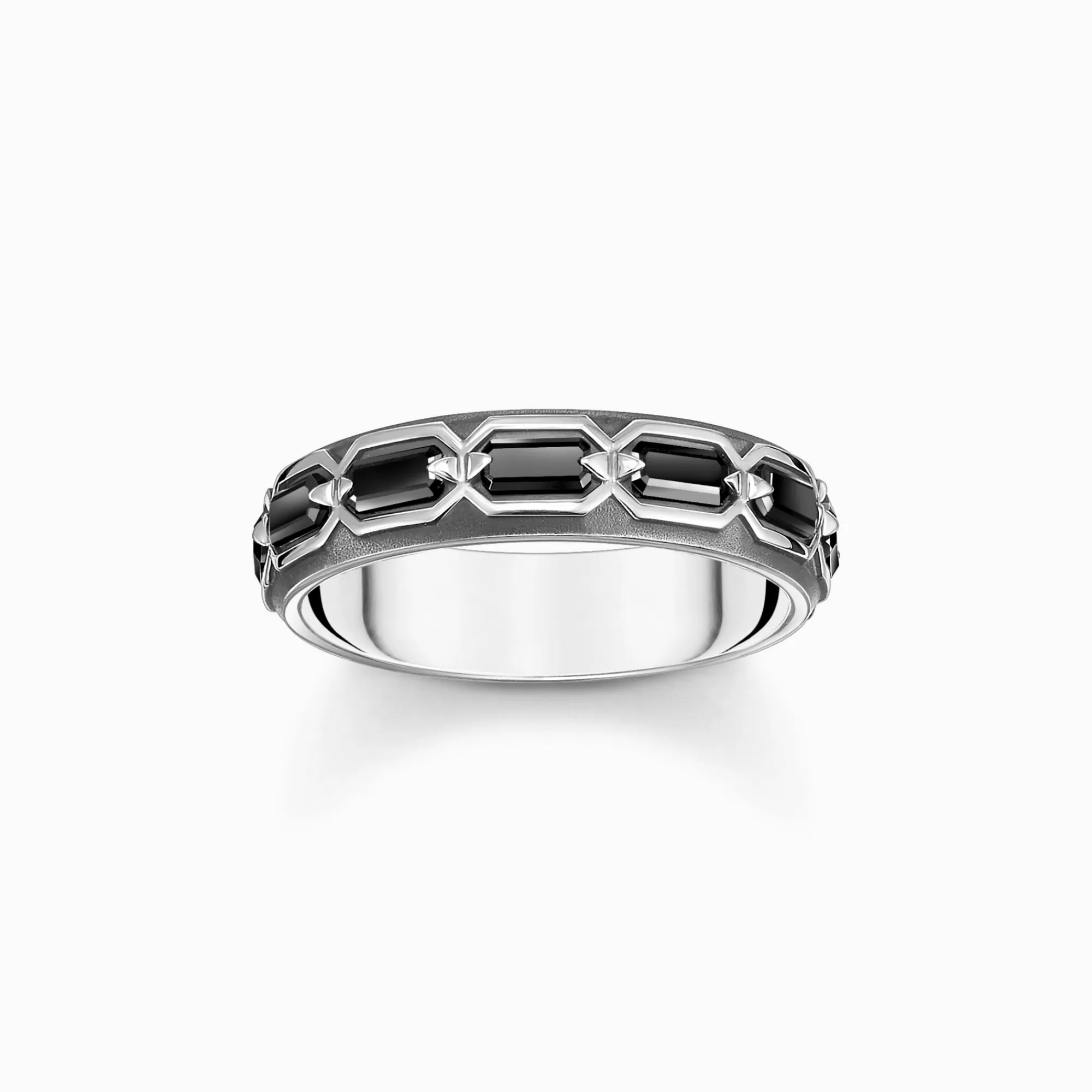 Flash Sale Anillo de plata de ley 925 ennegrecida efecto con diseño de escamas de cocodrilo y piedras negras Mujer Anillos | Anillos
