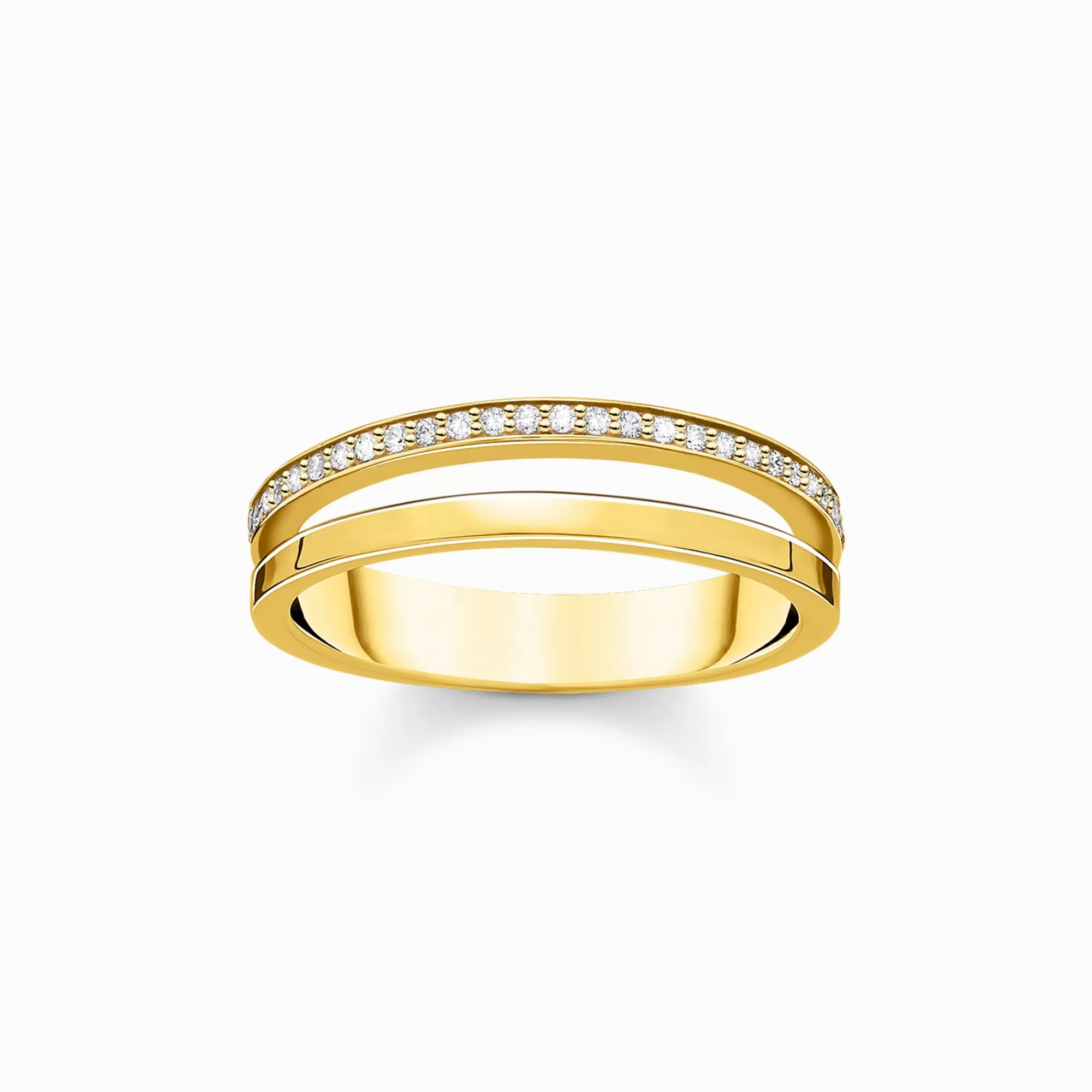 Clearance Anillo doble dorado con piedras Mujer Anillos | Baño De Oro De 18 Quilates - Plata 925