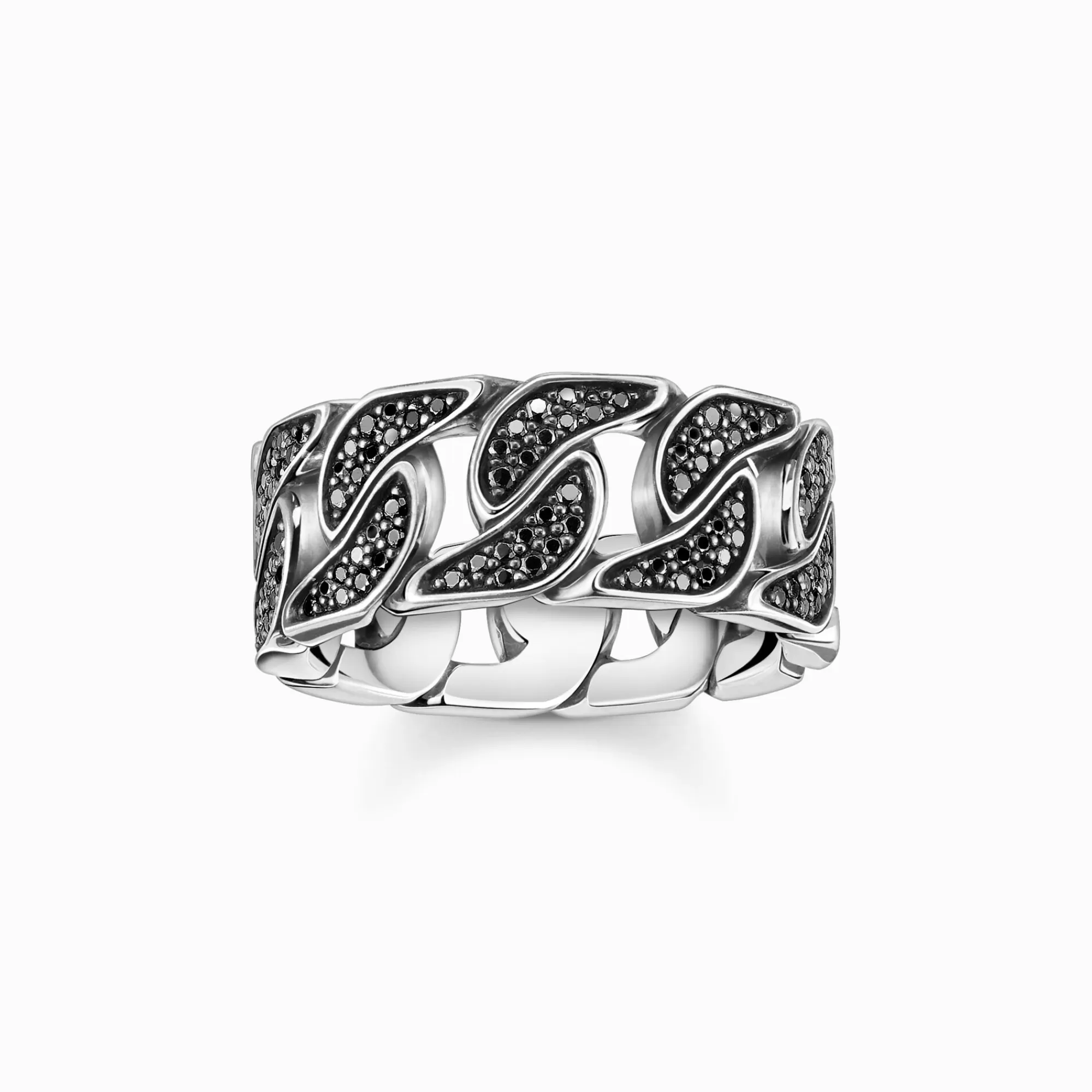 Best Anillo ennegrecida enlaces con piedras negras Mujer Anillos | Anillos