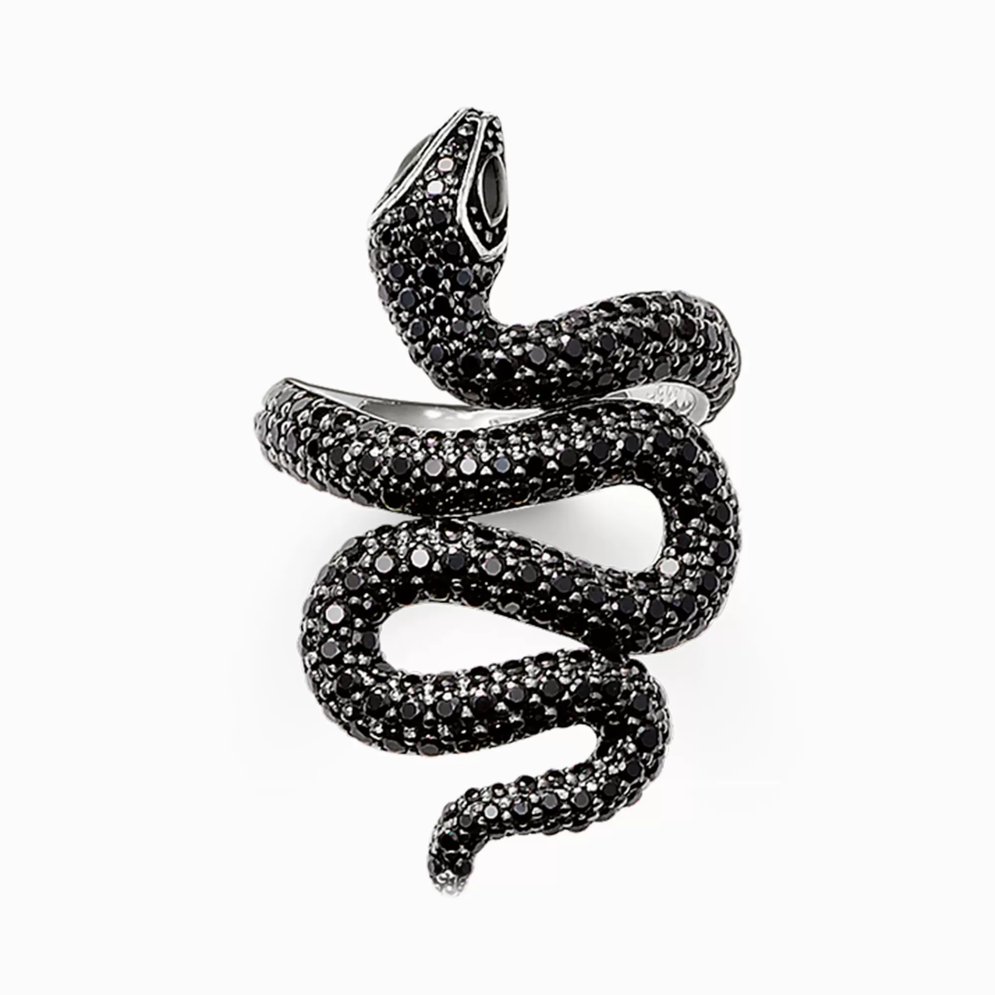 Outlet Anillo serpiente de pavé negro Mujer Anillos