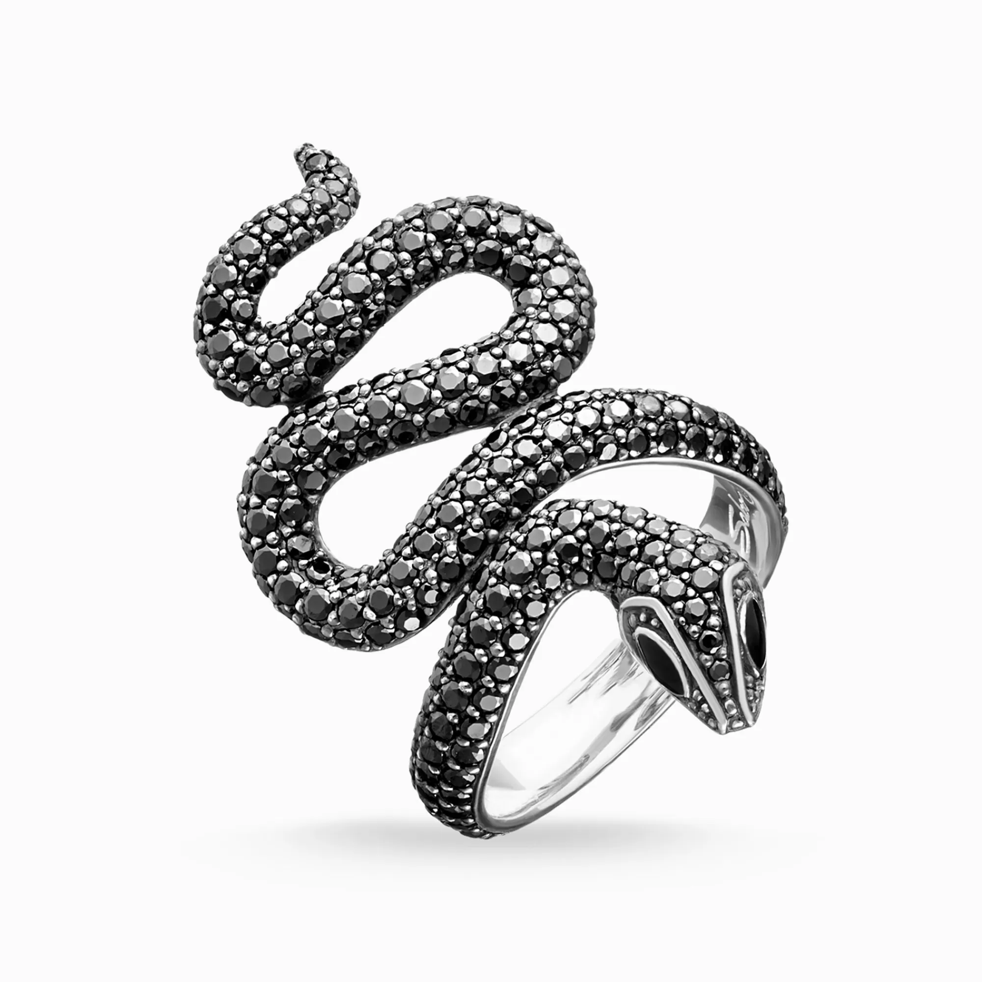 Outlet Anillo serpiente de pavé negro Mujer Anillos