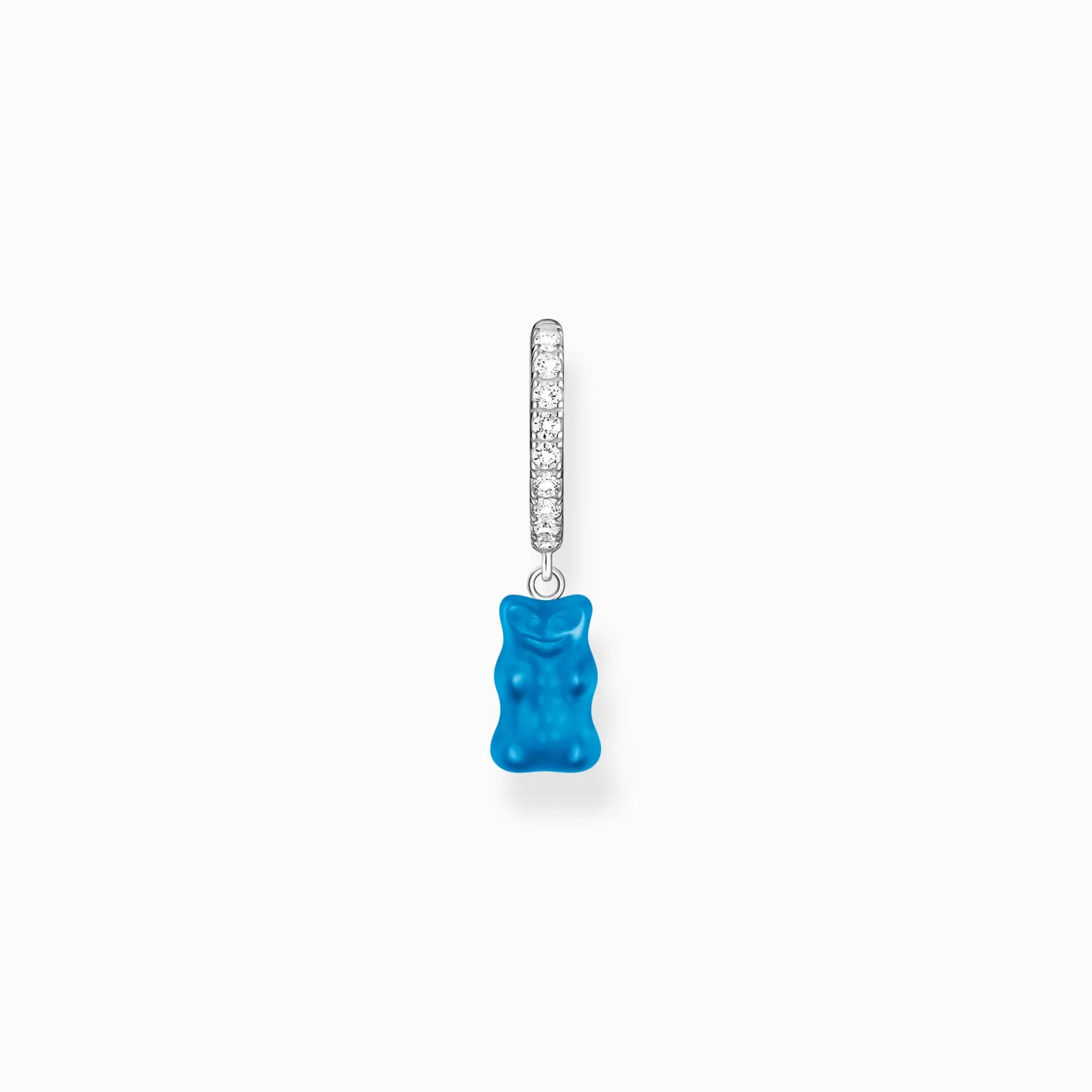 Cheap Aro individual de plata con colgante de Osito de Oro azul y piedras de circonita Mujer Aros | Aros