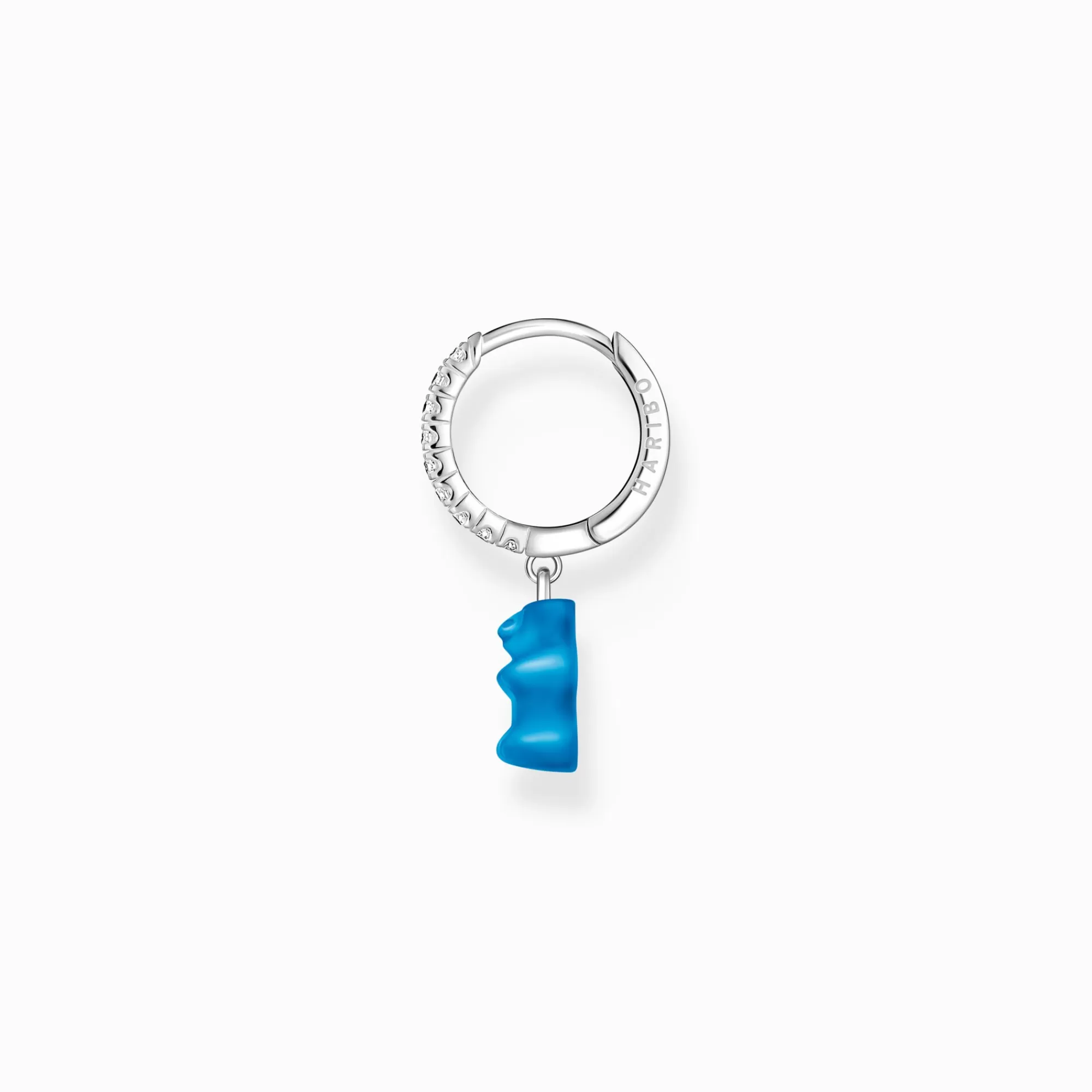 Cheap Aro individual de plata con colgante de Osito de Oro azul y piedras de circonita Mujer Aros | Aros