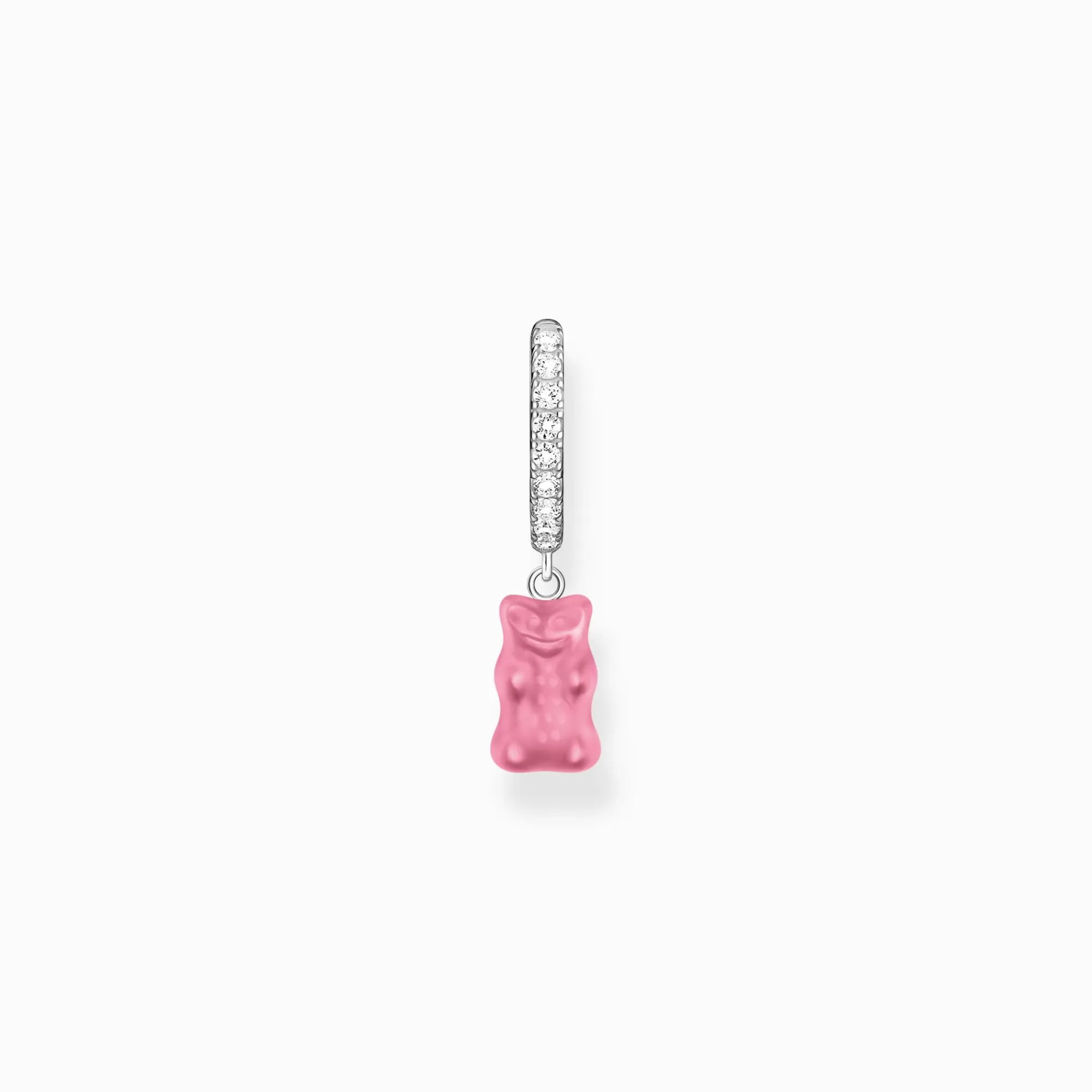 Cheap Aro individual de plata con colgante de Osito de Oro HARIBO rosa y piedras de circonita Mujer Aros | Plata 925