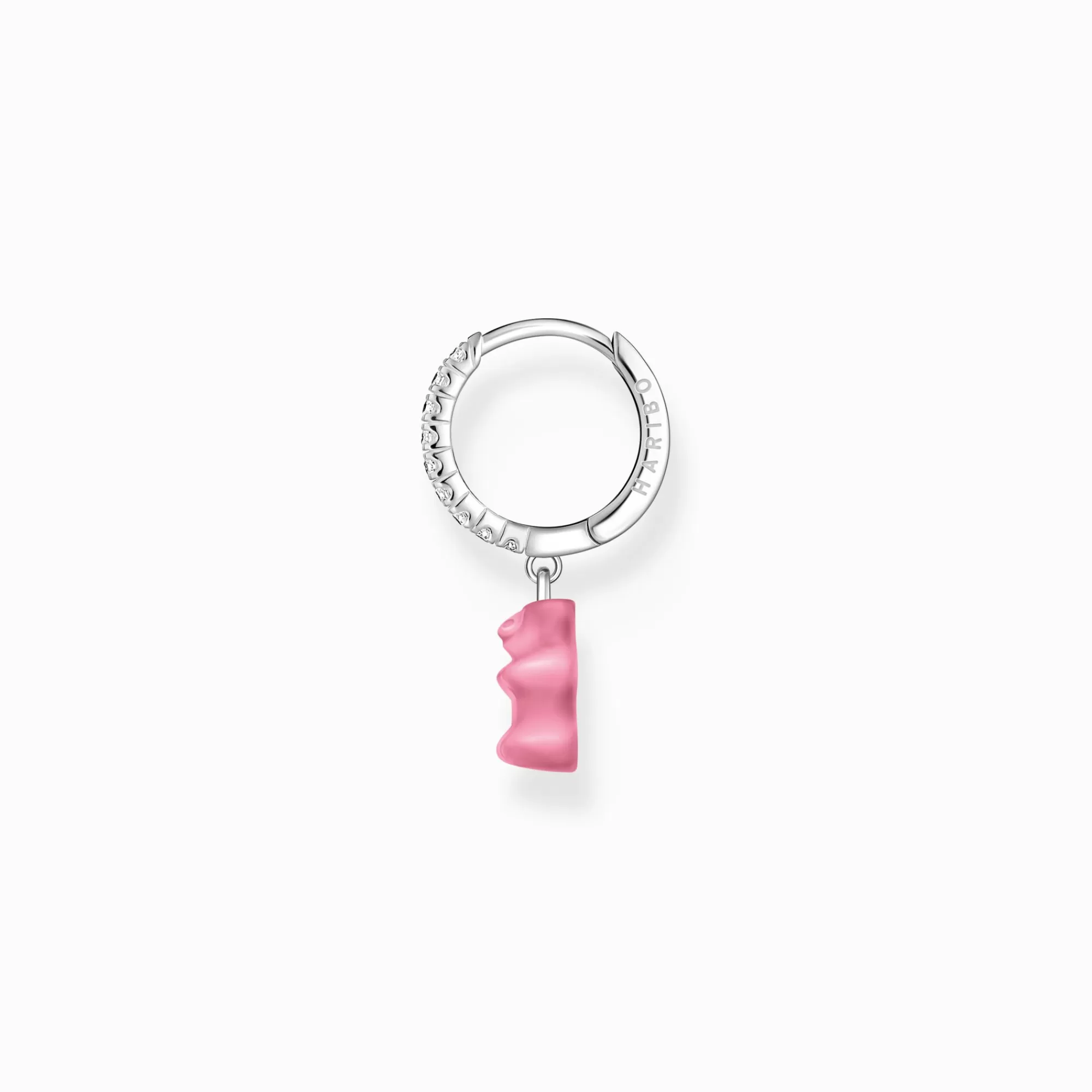 Cheap Aro individual de plata con colgante de Osito de Oro HARIBO rosa y piedras de circonita Mujer Aros | Plata 925