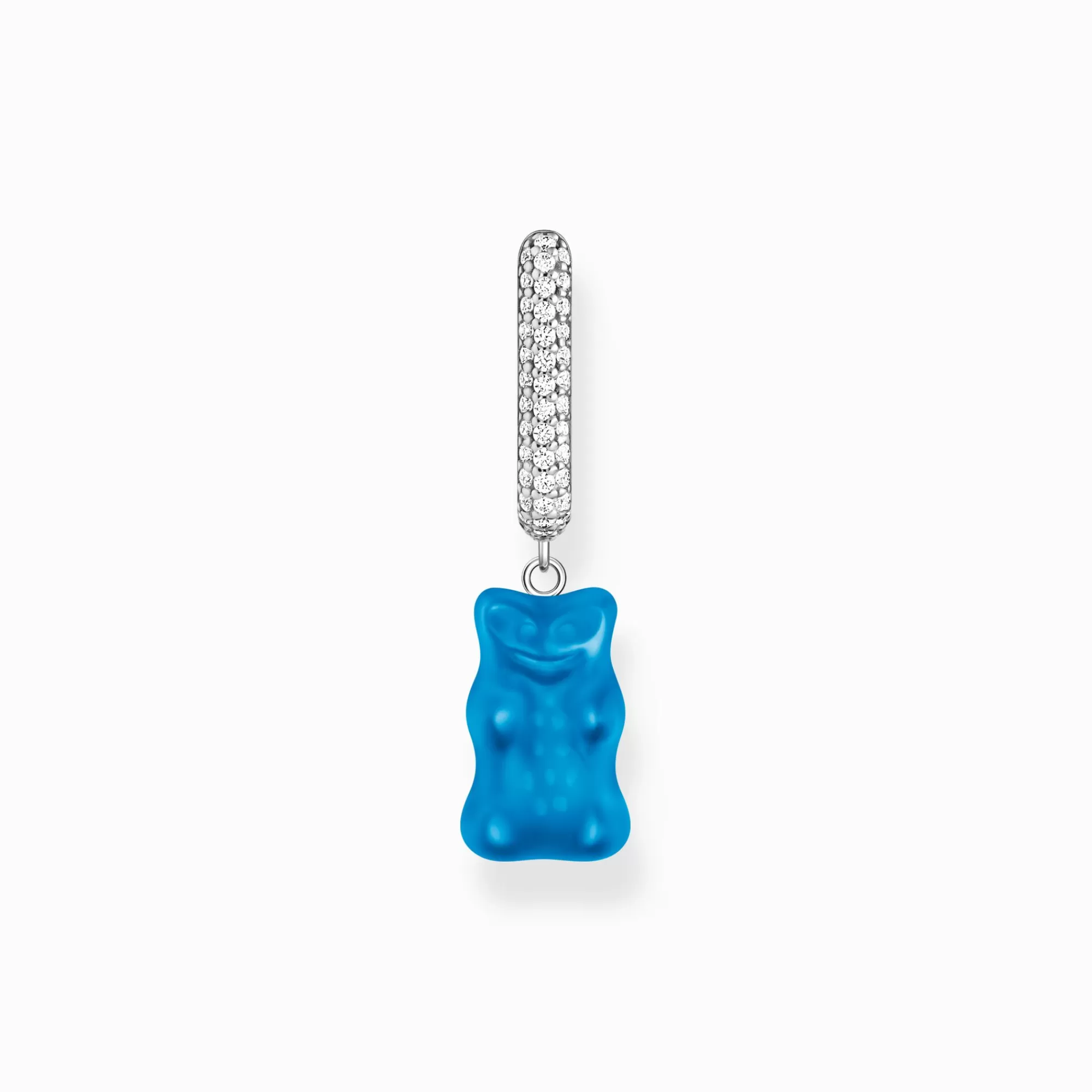Clearance Aro individual de plata con colgante midi de Osito de Oro azul y piedras de circonita Mujer Aros | Plata 925
