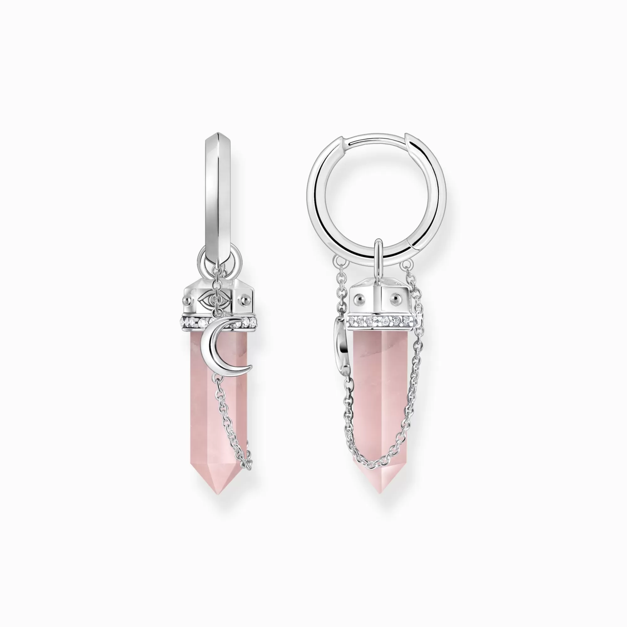 Cheap Aros con colgante de cristal rosa y símbolos, plata Mujer Aros | Plata 925