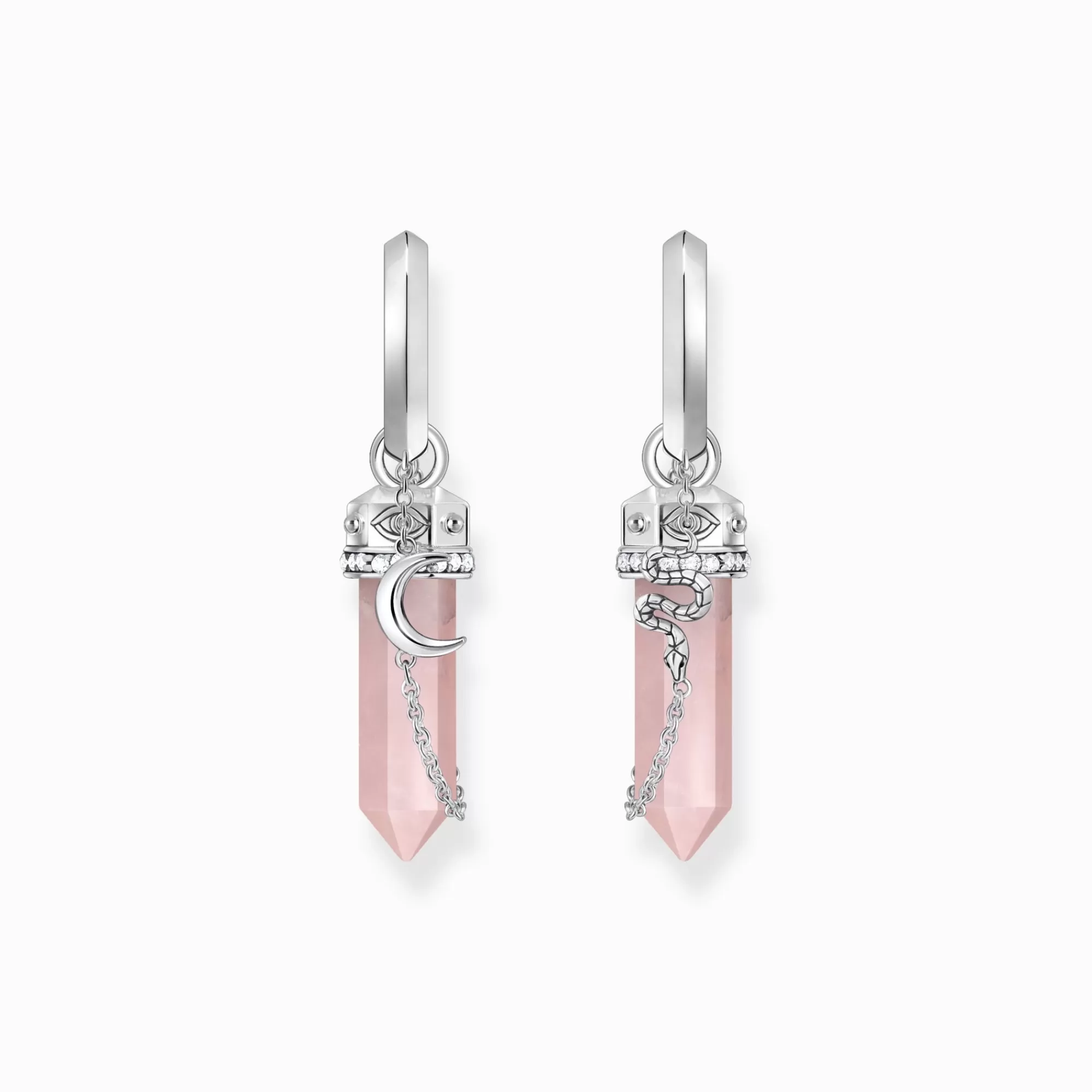 Cheap Aros con colgante de cristal rosa y símbolos, plata Mujer Aros | Plata 925