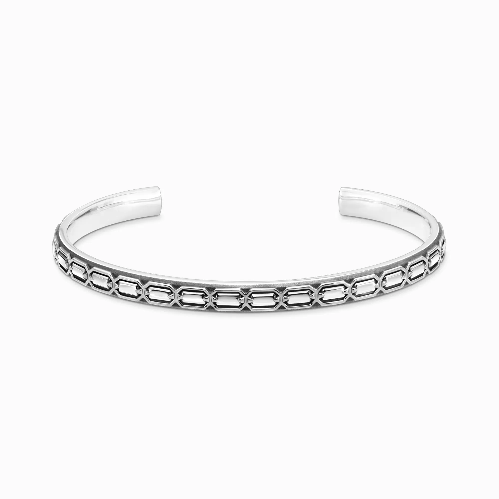 Outlet Brazalete fino de playa de ley 925 ennegrecido con diseño de escamas de cocodrilo Mujer Brazaletes | Brazalete