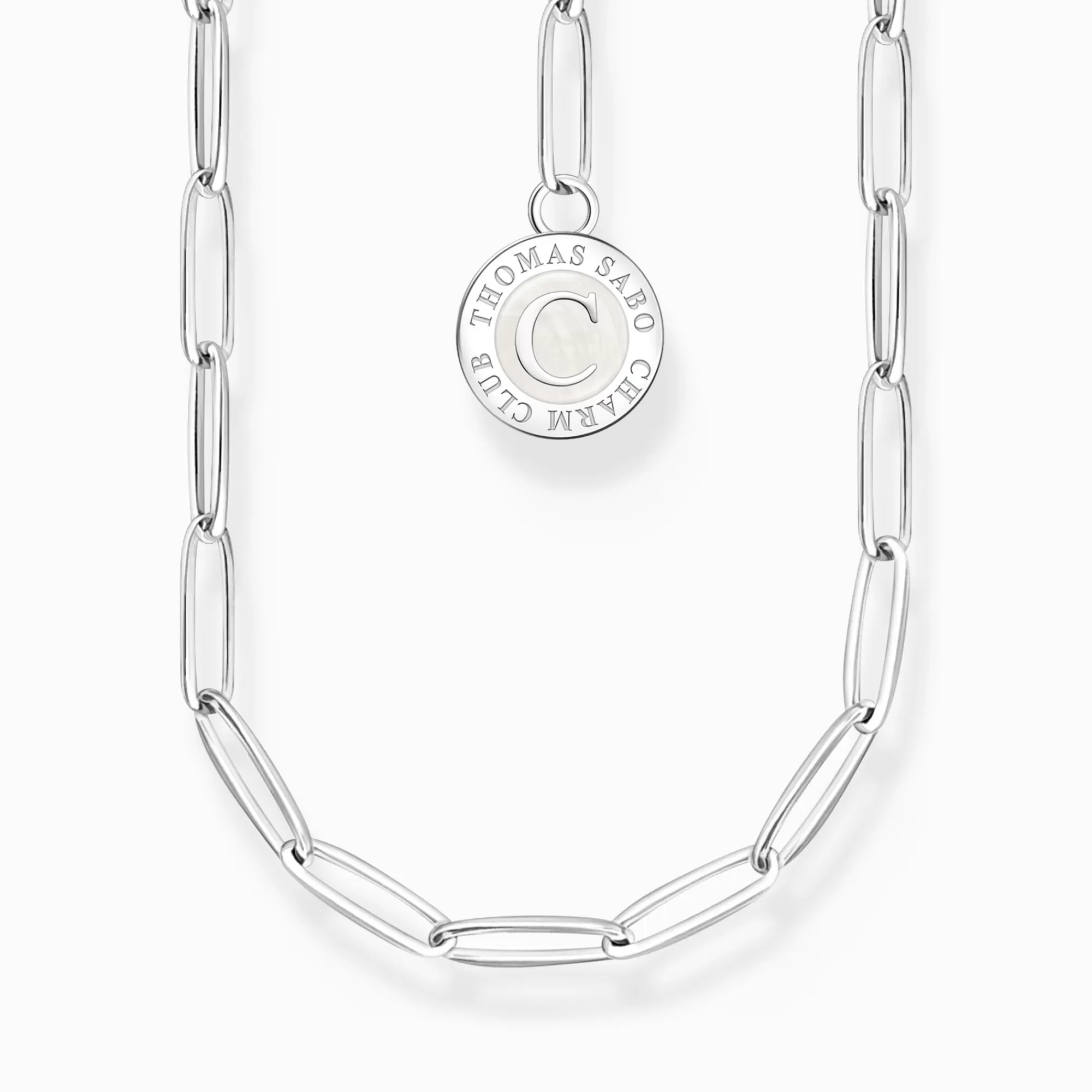 Store Cadena Charm con medalla blanco plata Mujer Charm Cadenas | Charm Cadenas