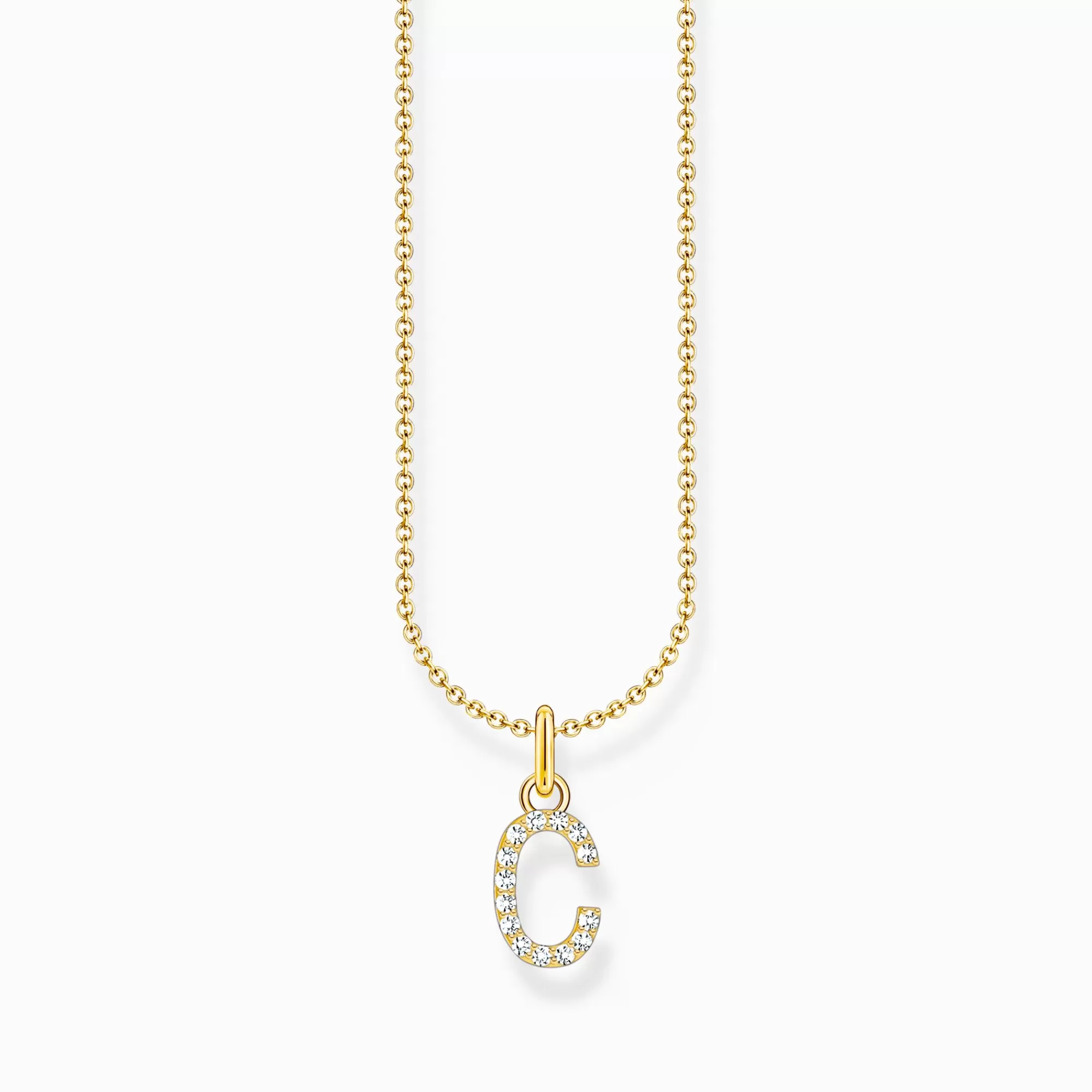 Online Cadena con baño de oro y colgante de letra C Mujer Cadenas | Baño De Oro De 18 Quilates - Plata 925