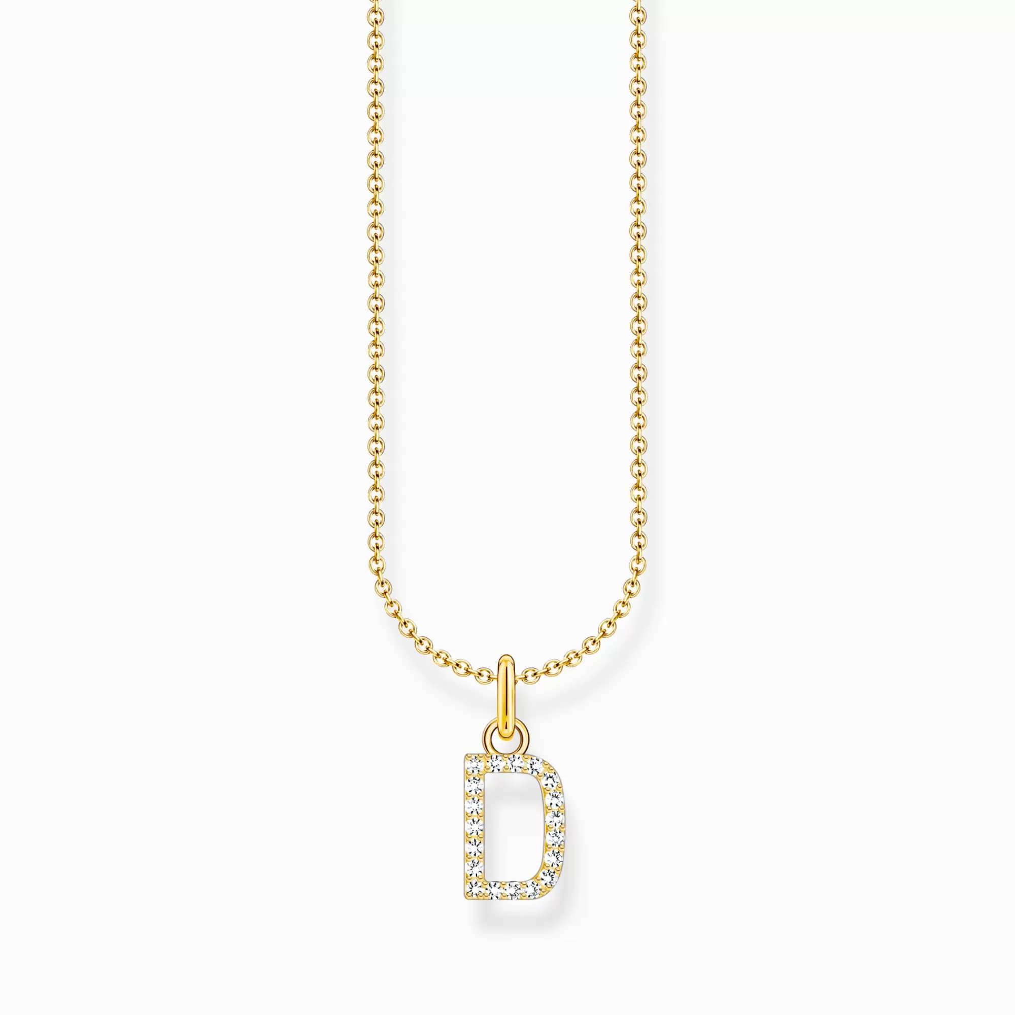 Online Cadena con baño de oro y colgante de letra D Mujer Cadenas | Baño De Oro De 18 Quilates - Plata 925