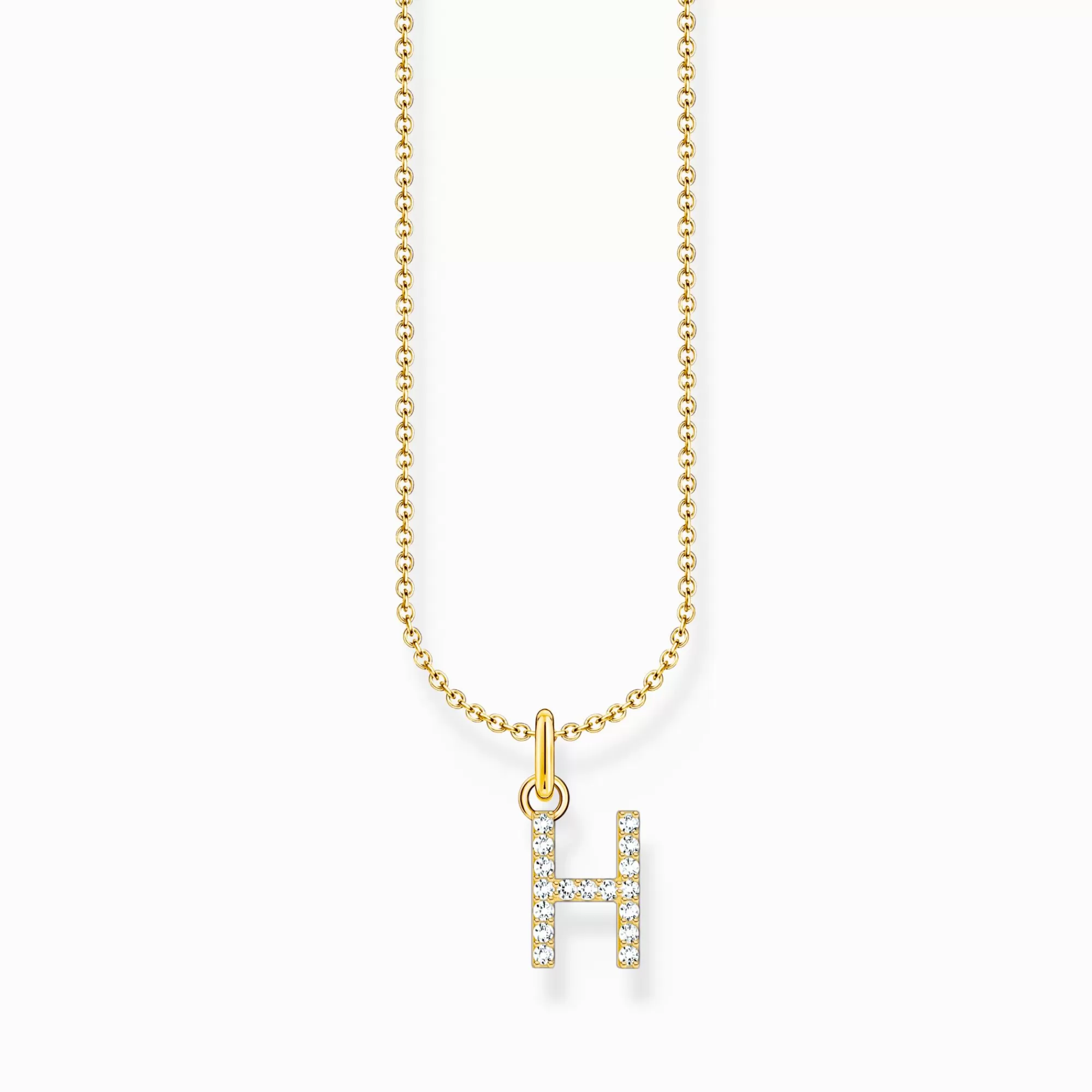Online Cadena con baño de oro y colgante de letra H Mujer Cadenas | Baño De Oro De 18 Quilates - Plata 925