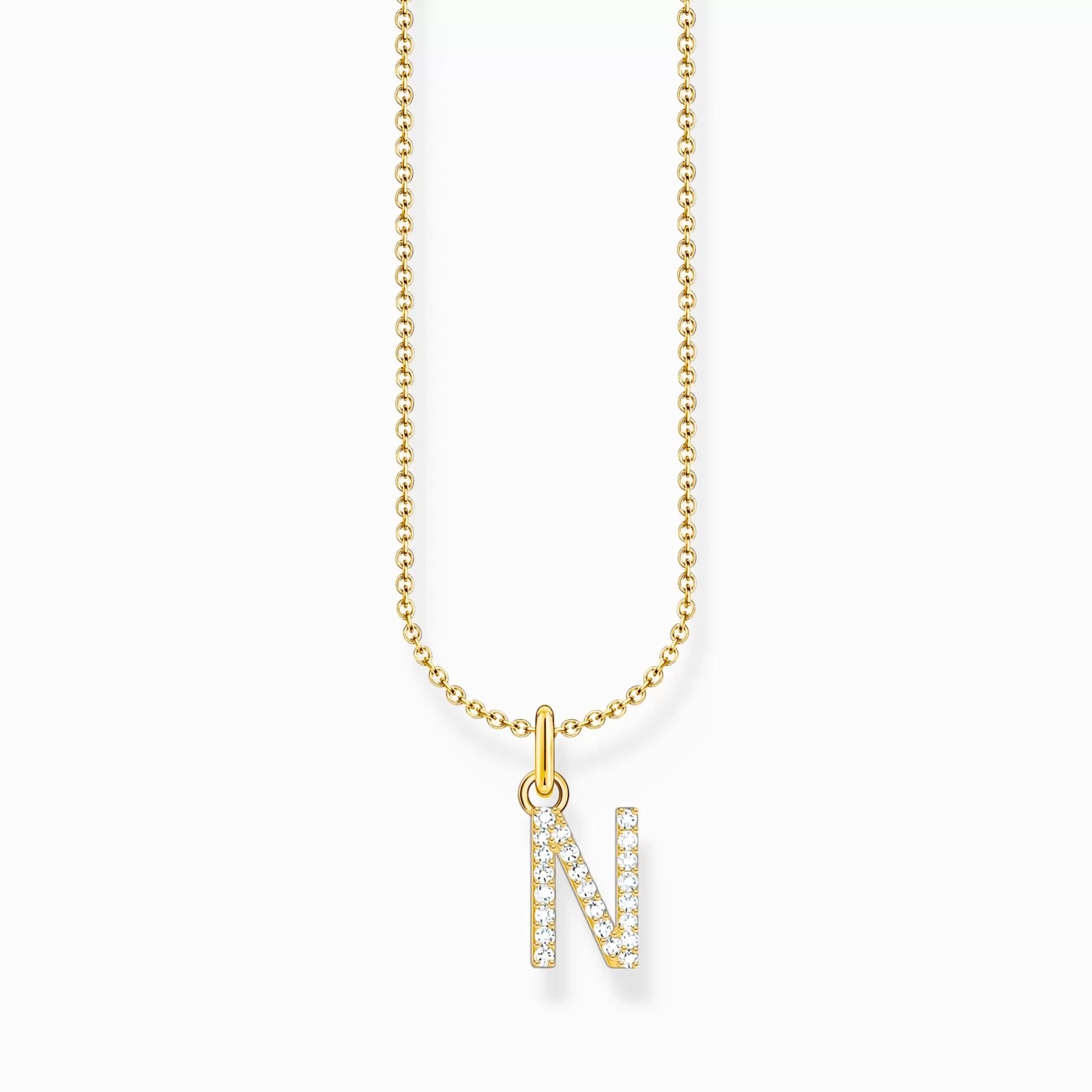 Online Cadena con baño de oro y colgante de letra N Mujer Cadenas | Baño De Oro De 18 Quilates - Plata 925