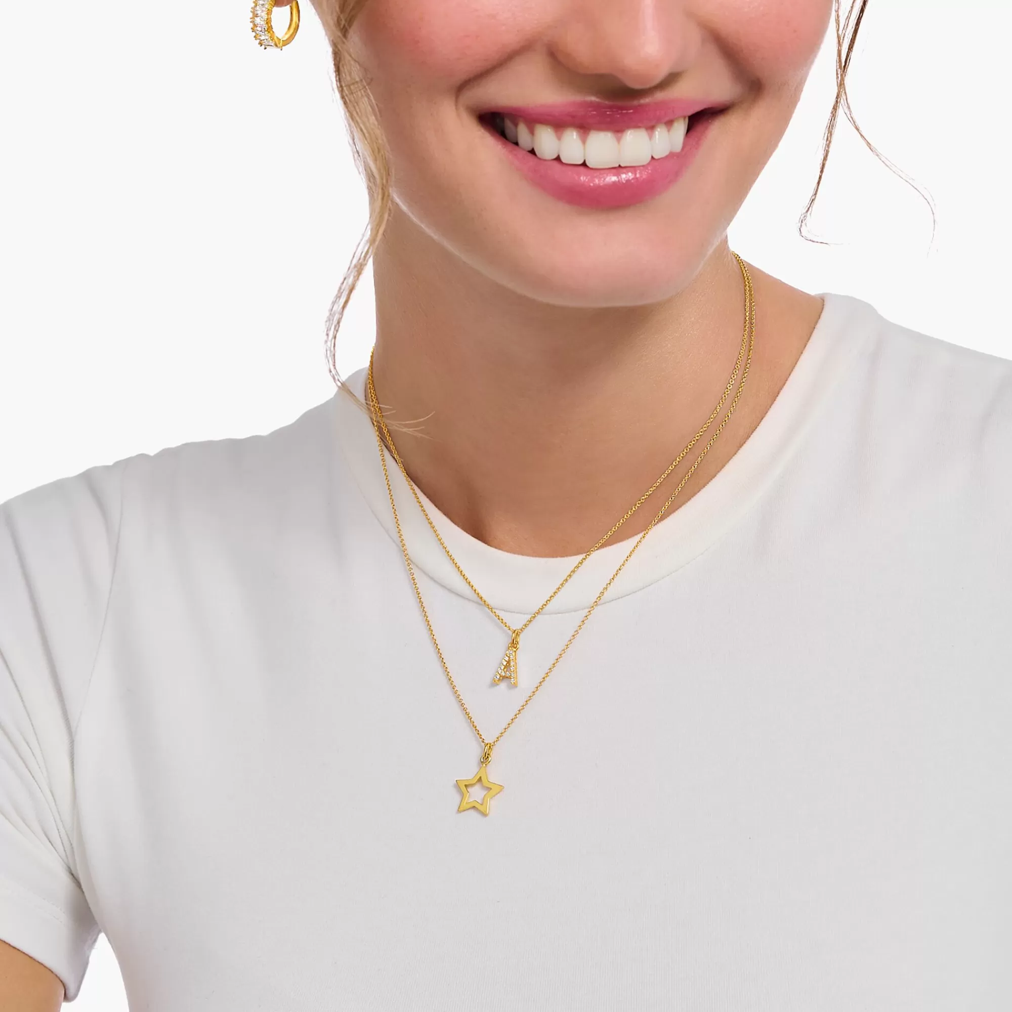 Online Cadena con baño de oro y colgante de letra N Mujer Cadenas | Baño De Oro De 18 Quilates - Plata 925