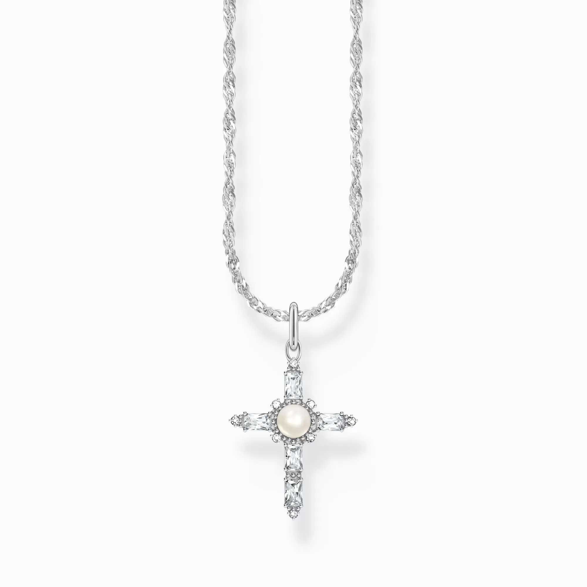 Shop Cadena con colgante de cruz blanca Cross Romance plata Mujer Cadenas | Plata 925