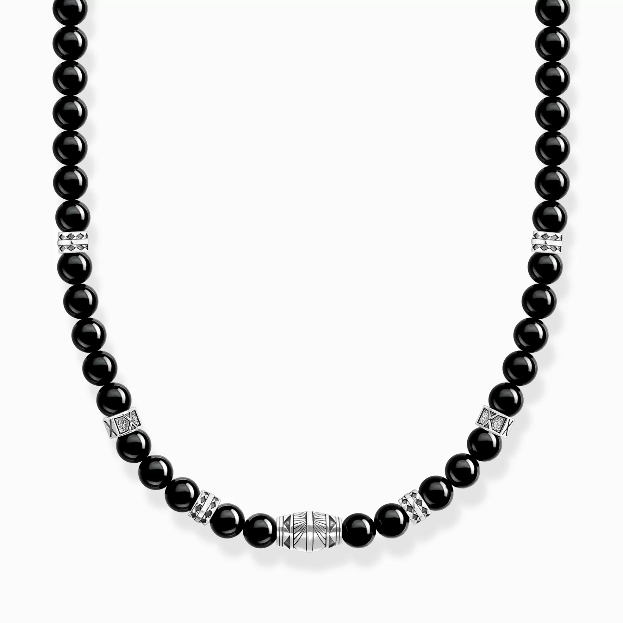 Fashion Cadena con negras ónix beads plata Mujer Cadenas | Cadenas