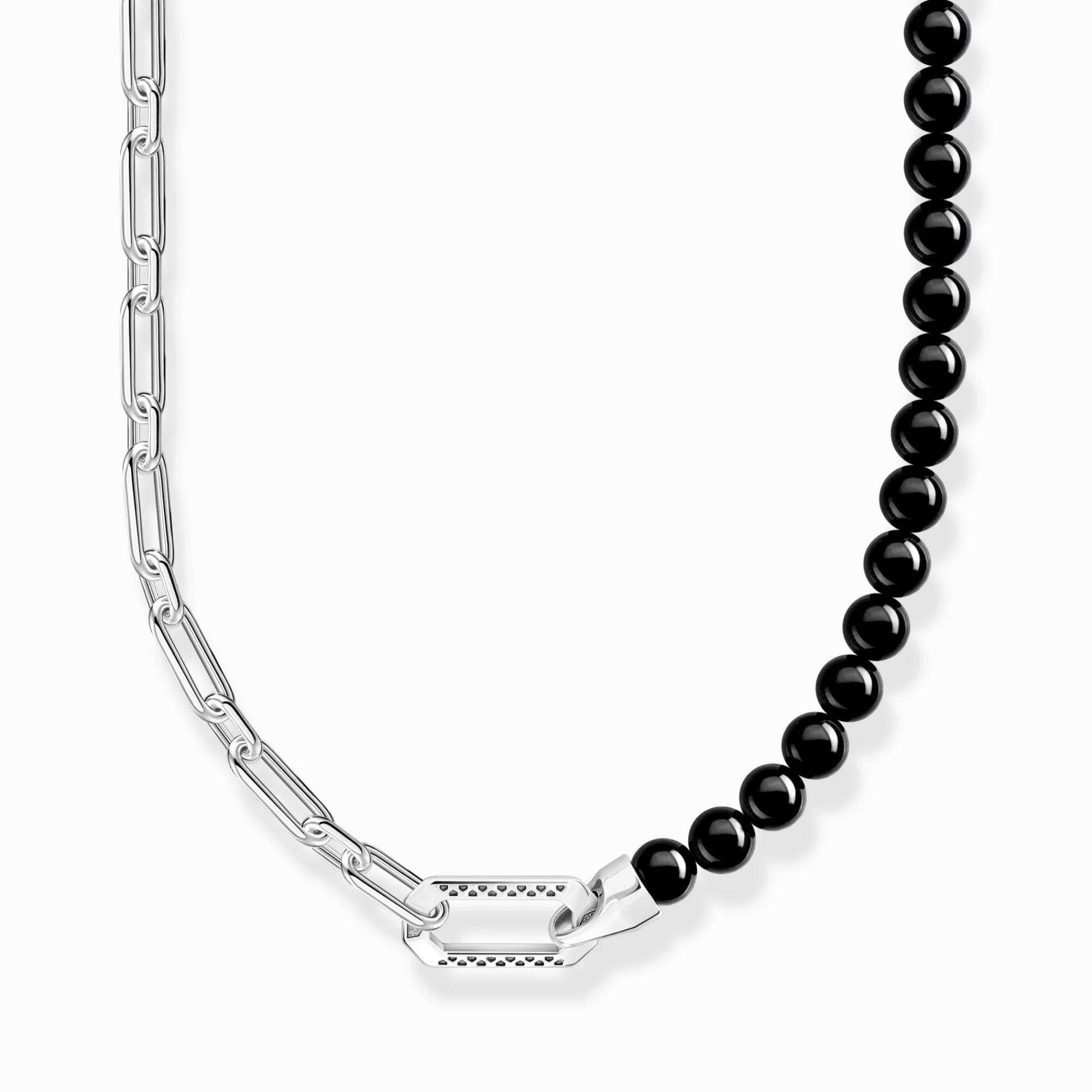 Hot Cadena con negras ónix beads y enlaces plata Hombre Cadenas | Plata 925