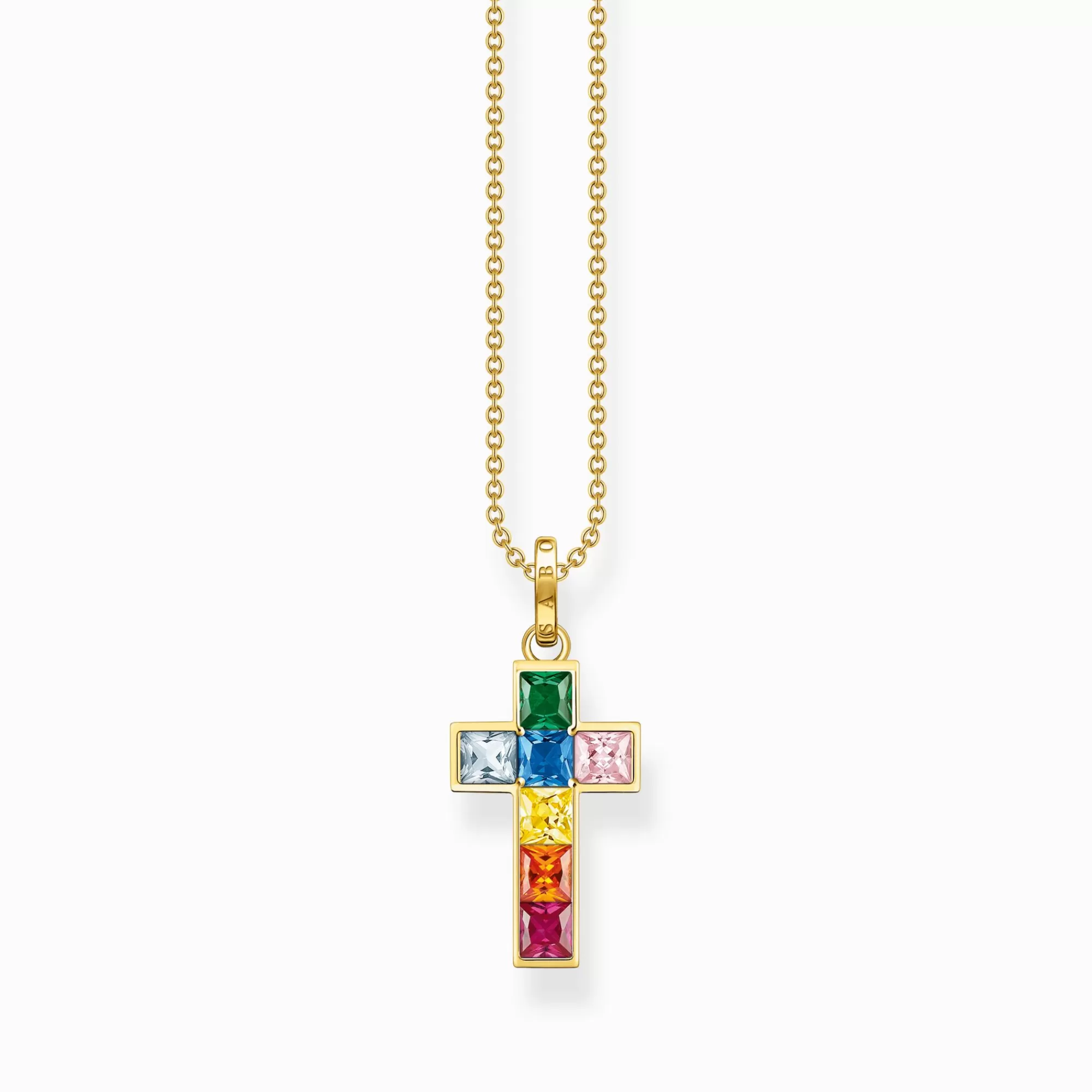 Cheap Cadena cruz con piedras colores chapado en oro Mujer Cadenas