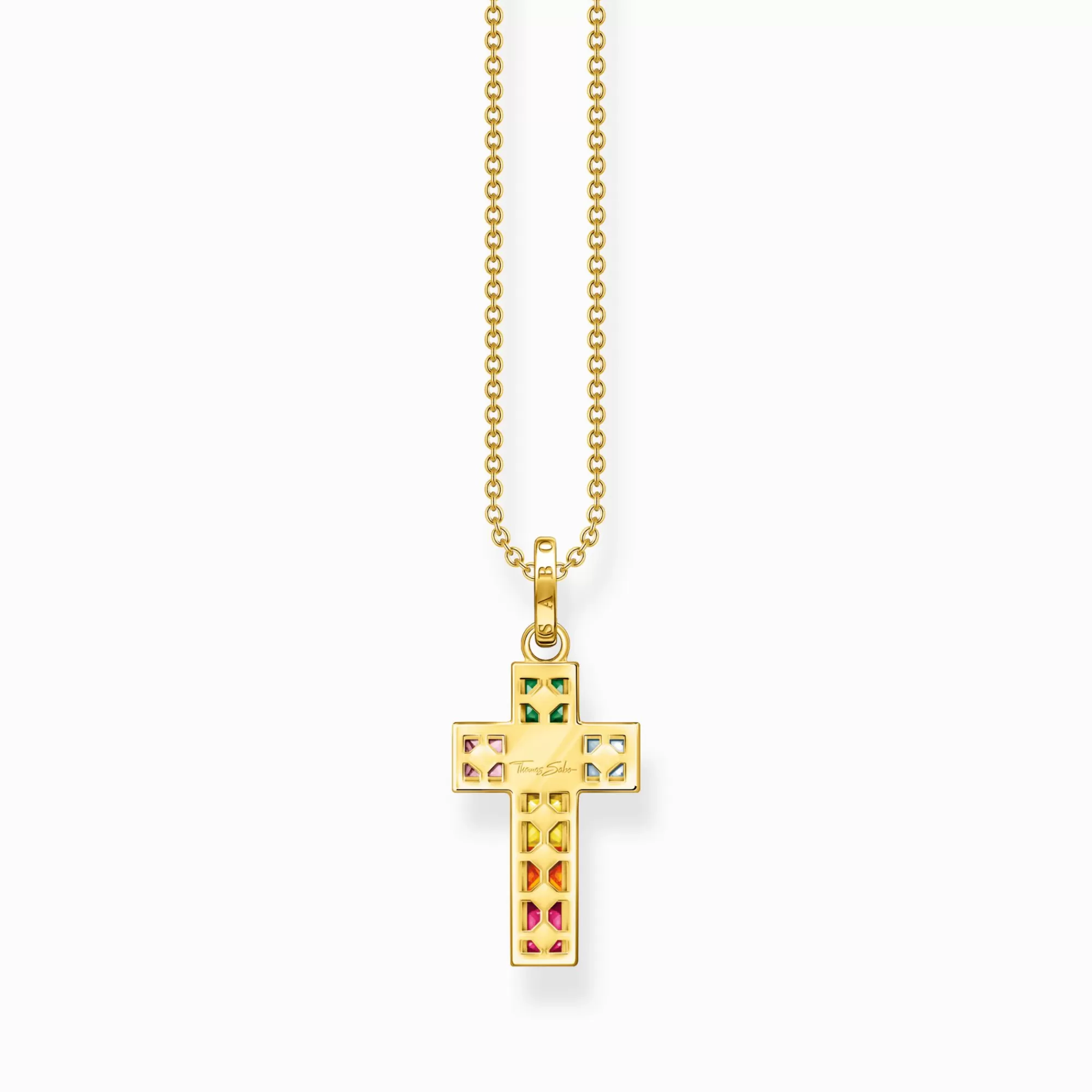 Cheap Cadena cruz con piedras colores chapado en oro Mujer Cadenas