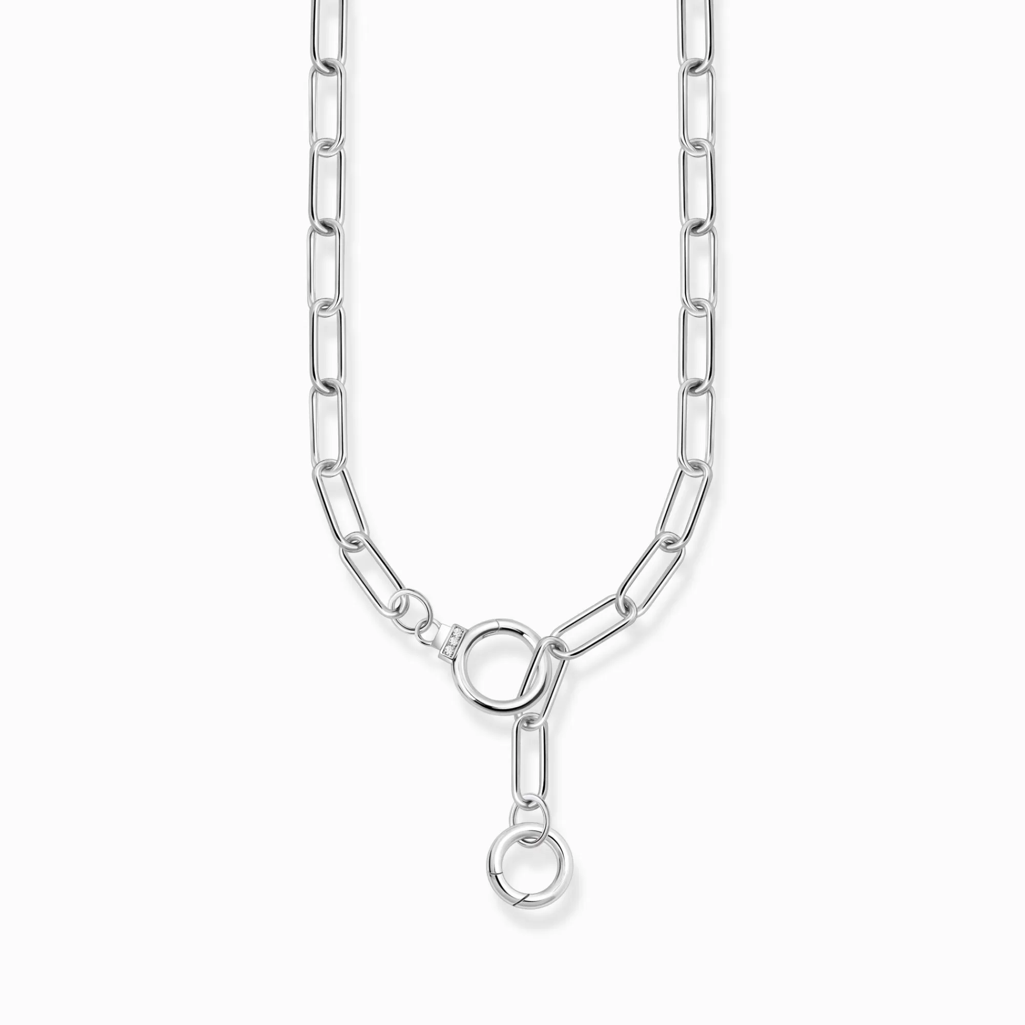 Online Cadena de eslabones con dos cierres de aro y piedras engastadas plata Mujer Cadenas | Plata 925