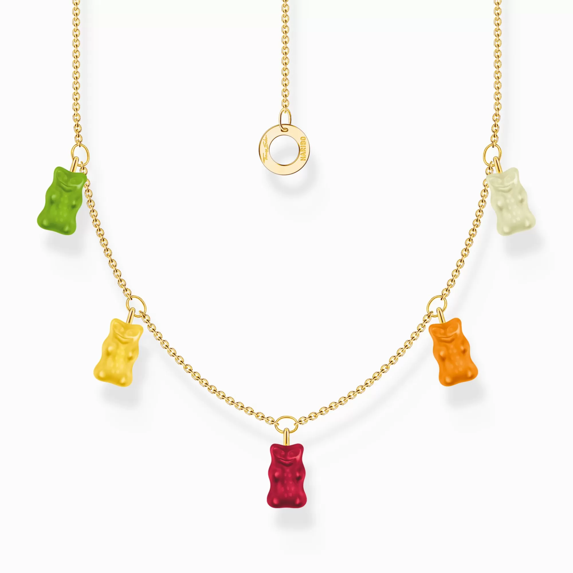 Discount Cadena de plata con baño de oro y 5 Ositos de Oro de colores Mujer Cadenas | Baño De Oro De 18 Quilates - Plata 925