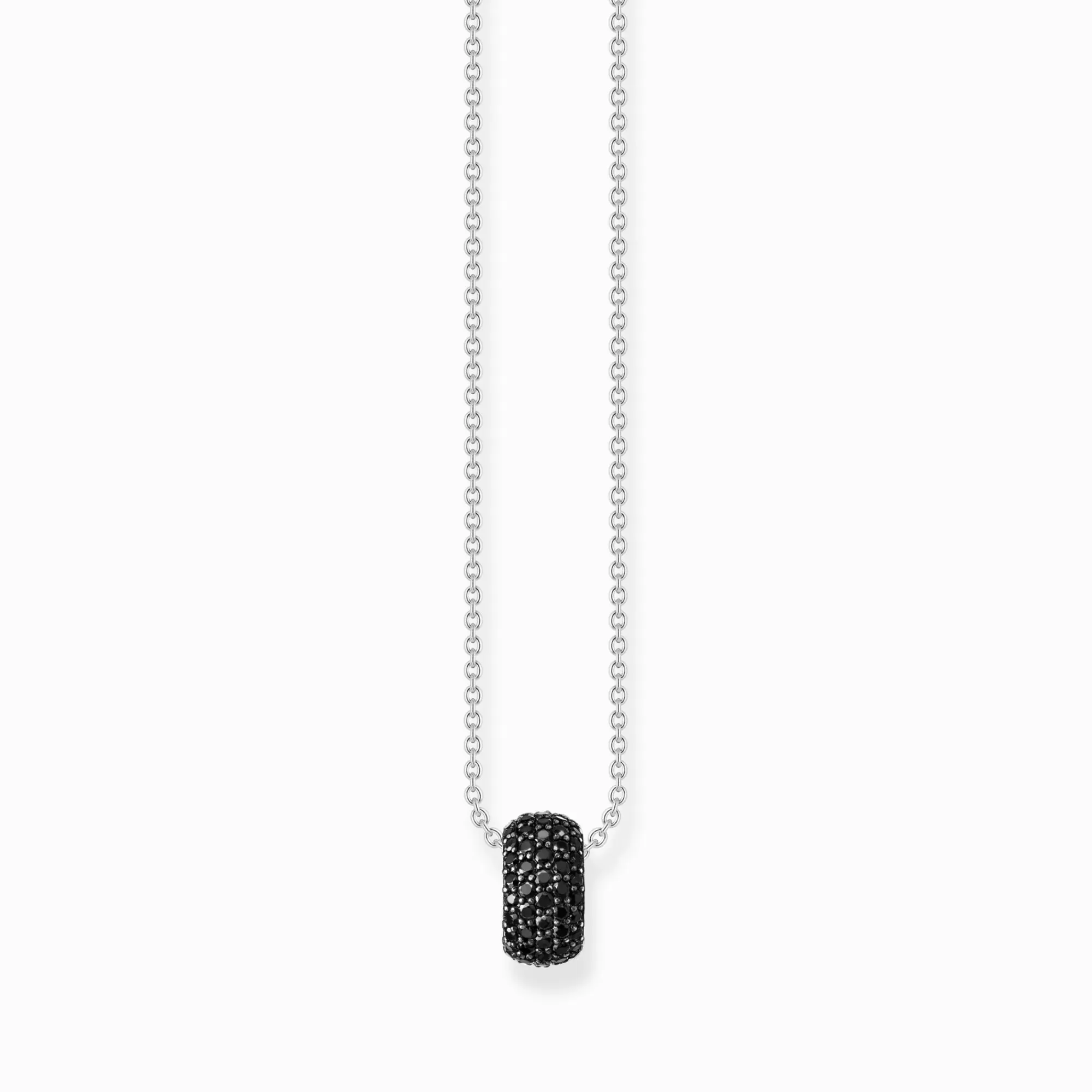 Online Cadena de plata con colgante de anillo y circonita negra Mujer Cadenas | Plata 925