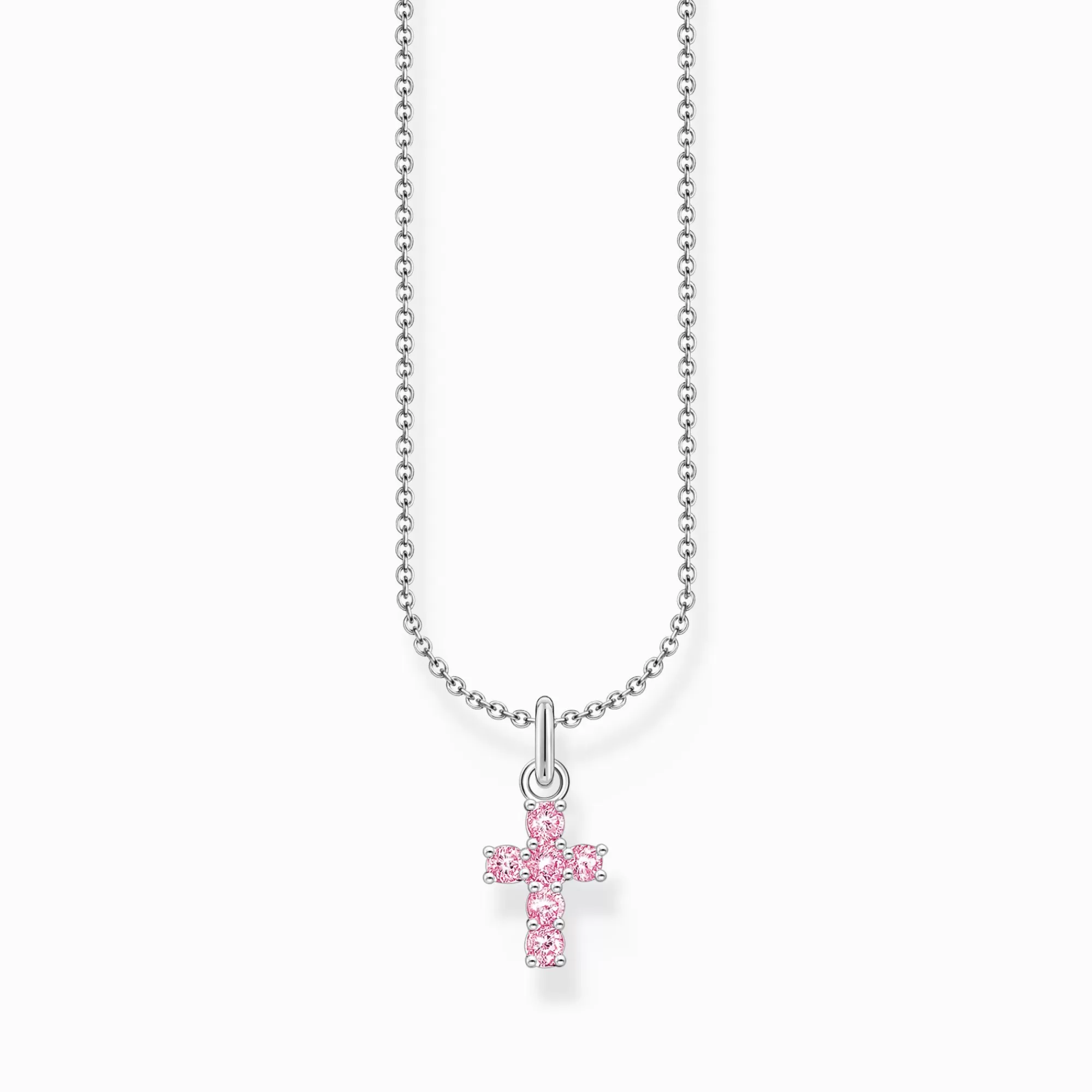 Online Cadena de plata con colgante de cruz rosa Mujer Cadenas