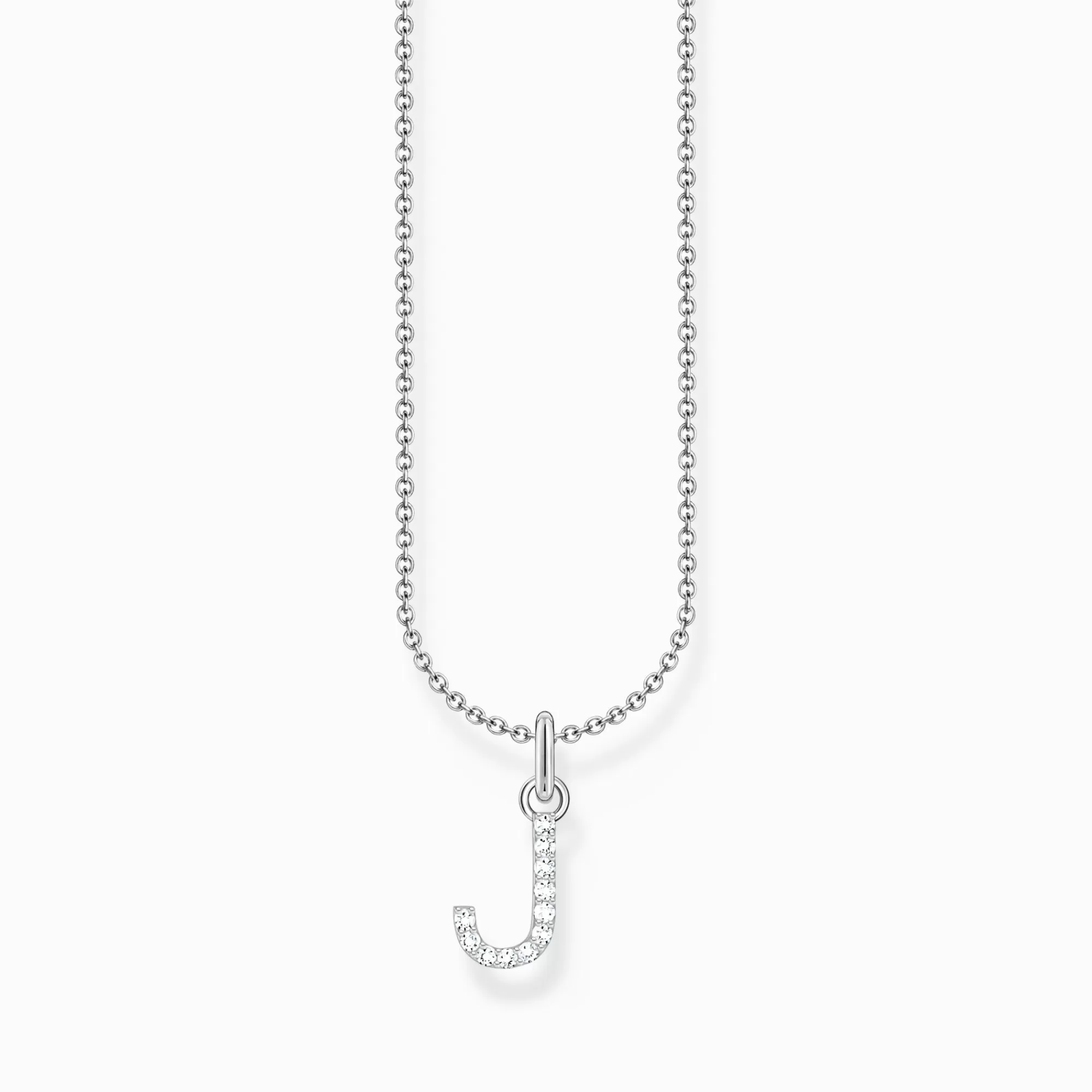 Outlet Cadena de plata con colgante de letra J Mujer Cadenas