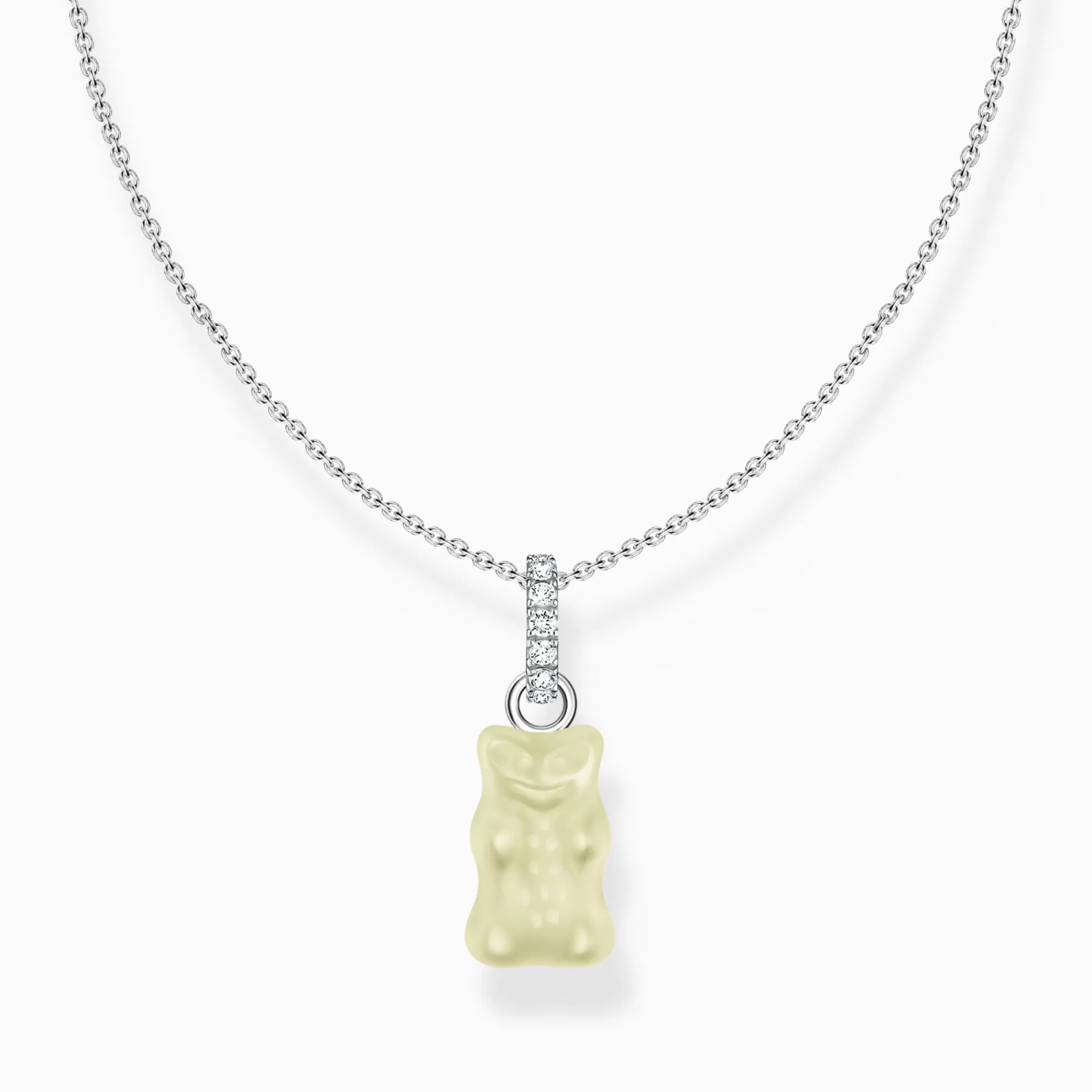 Online Cadena de plata con colgante de Osito de Oro blanco y piedras de circonita Mujer Cadenas | Plata 925