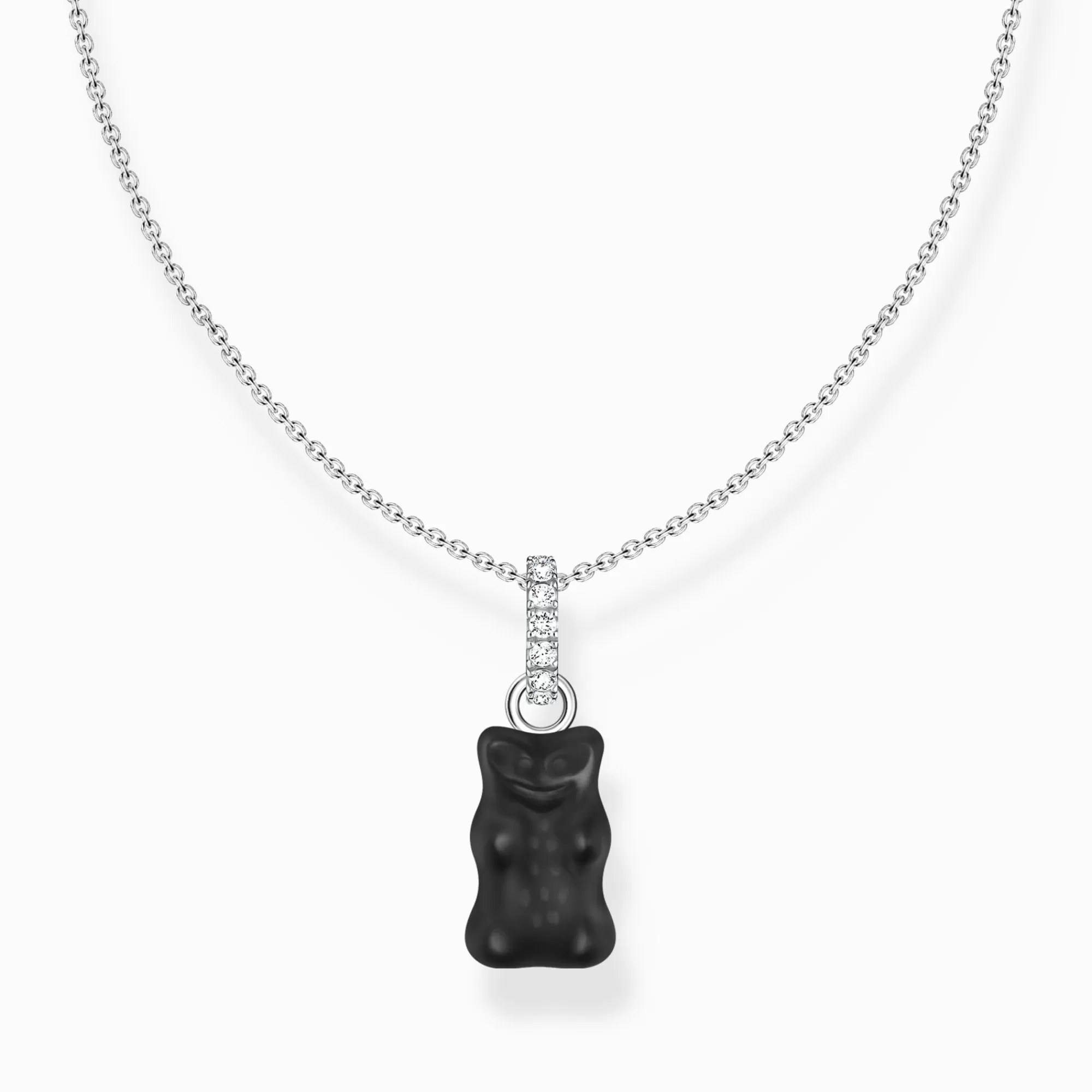 Online Cadena de plata con colgante de Osito de Oro negro y piedras de circonita Mujer Cadenas | Plata 925