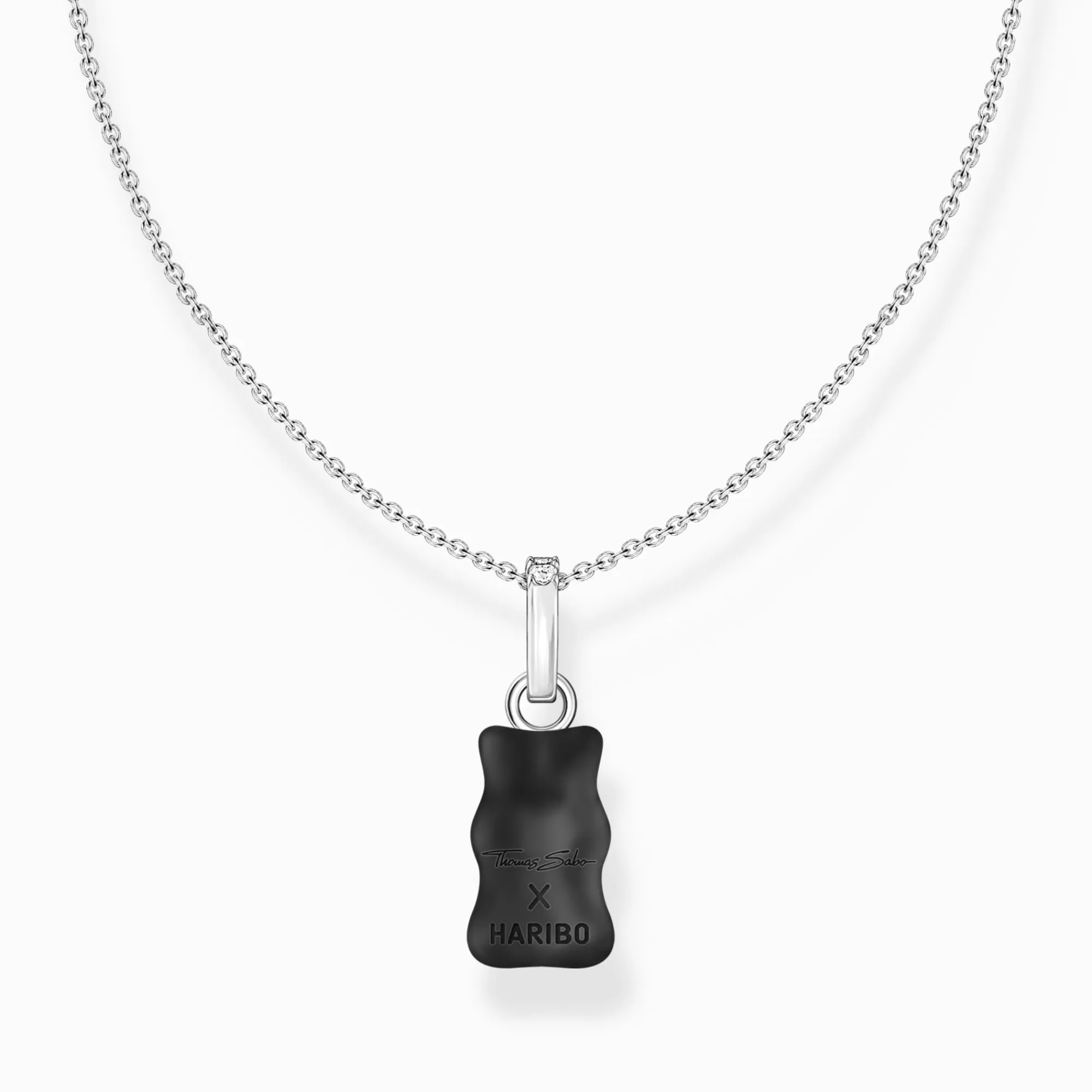 Online Cadena de plata con colgante de Osito de Oro negro y piedras de circonita Mujer Cadenas | Plata 925