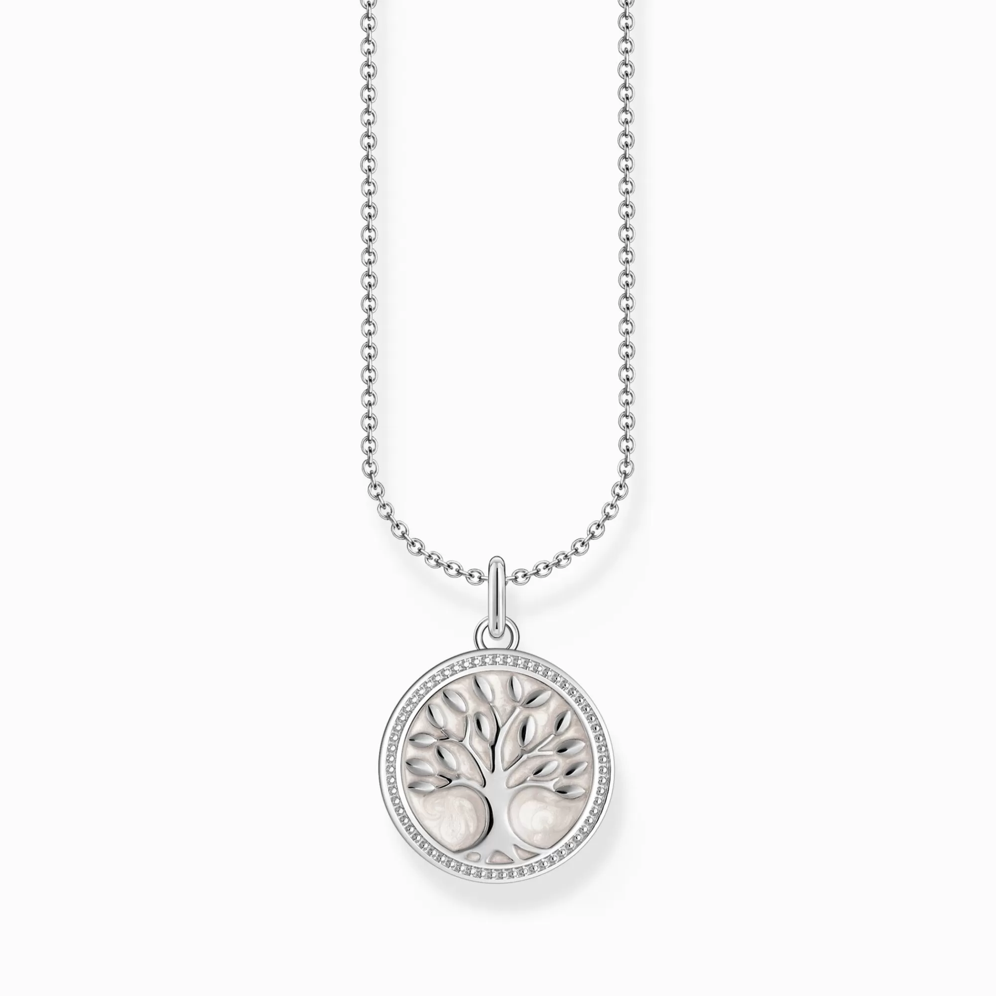 Online Cadena de plata con colgante del árbol de la vida y esmalte blanco Mujer Cadenas