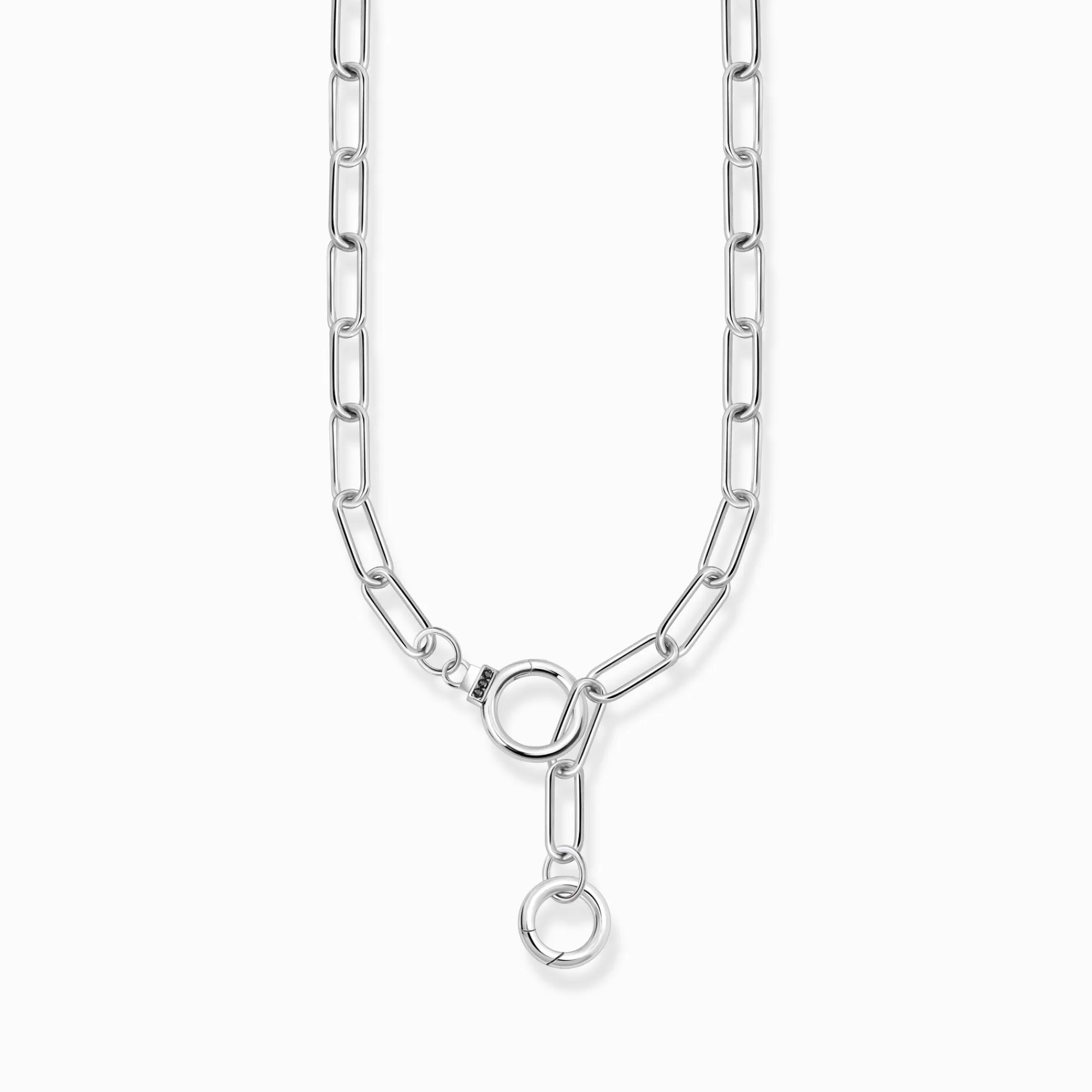 Outlet Cadena de plata ennegrecida con cierre de aro y piedras Mujer Cadenas | Cadenas