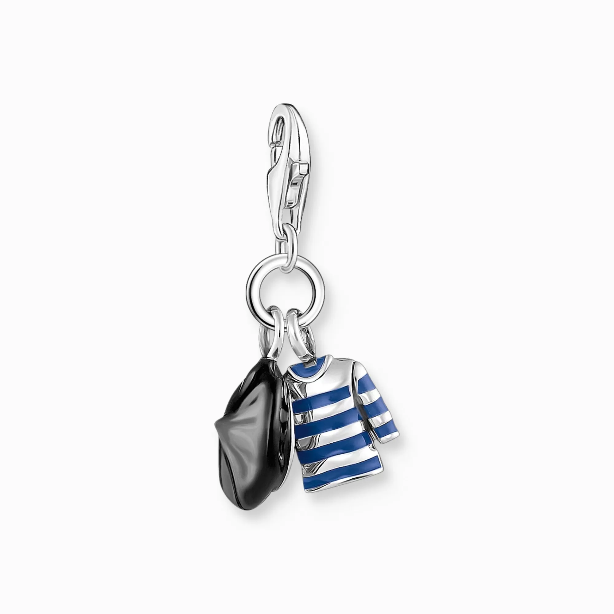 Outlet Charm de boina y camiseta a rayas de plata Mujer Charms | Charms