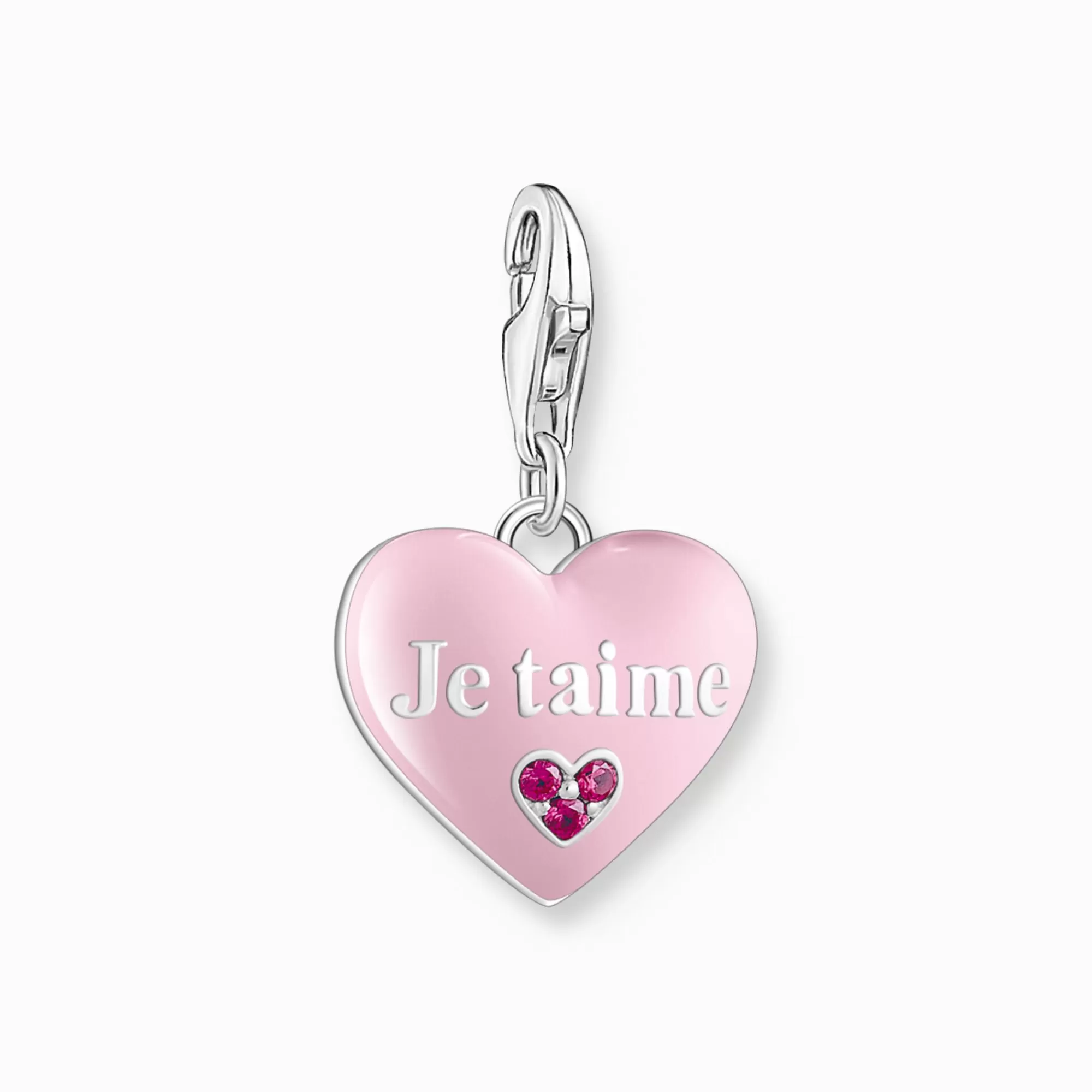 Clearance Charm de corazón rosa «Je t´aime» de plata Mujer Charms | Charms