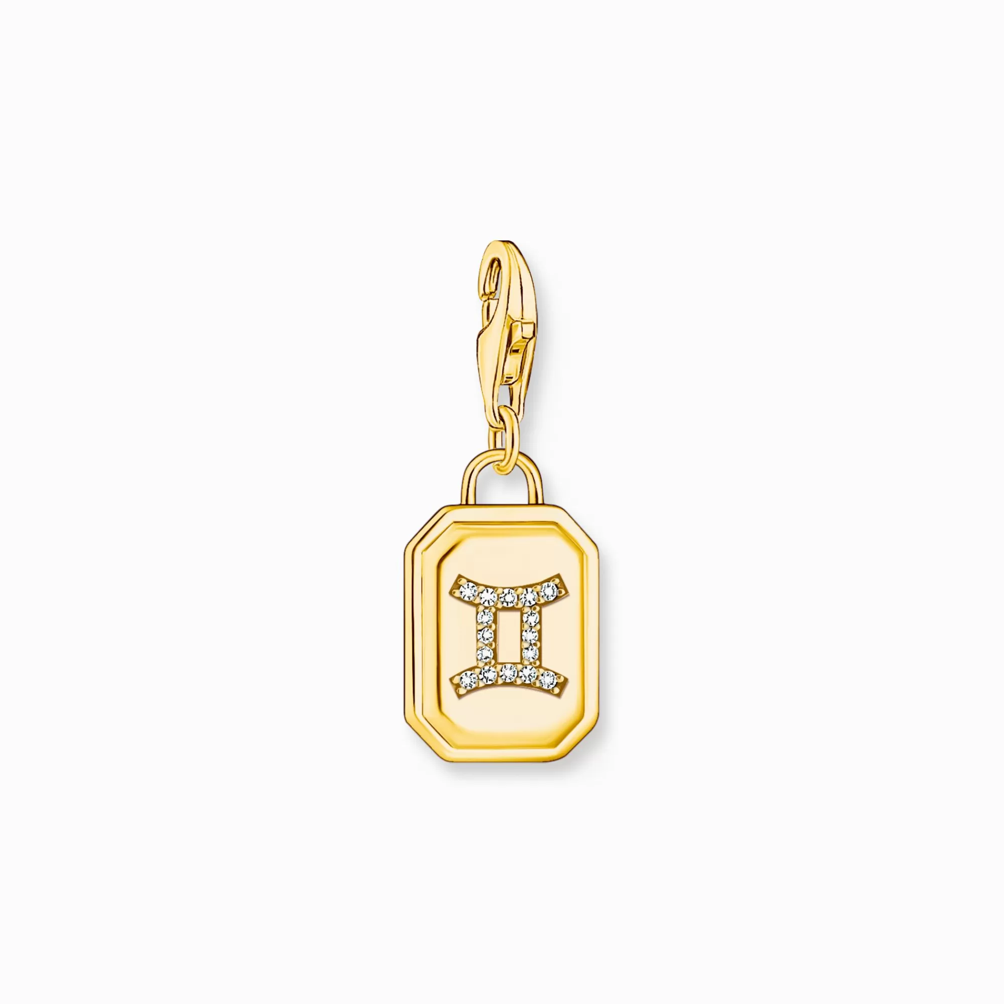 Online Charm de plata con baño de oro del signo del Zodiaco Géminis con piedras Mujer Charms | Charms