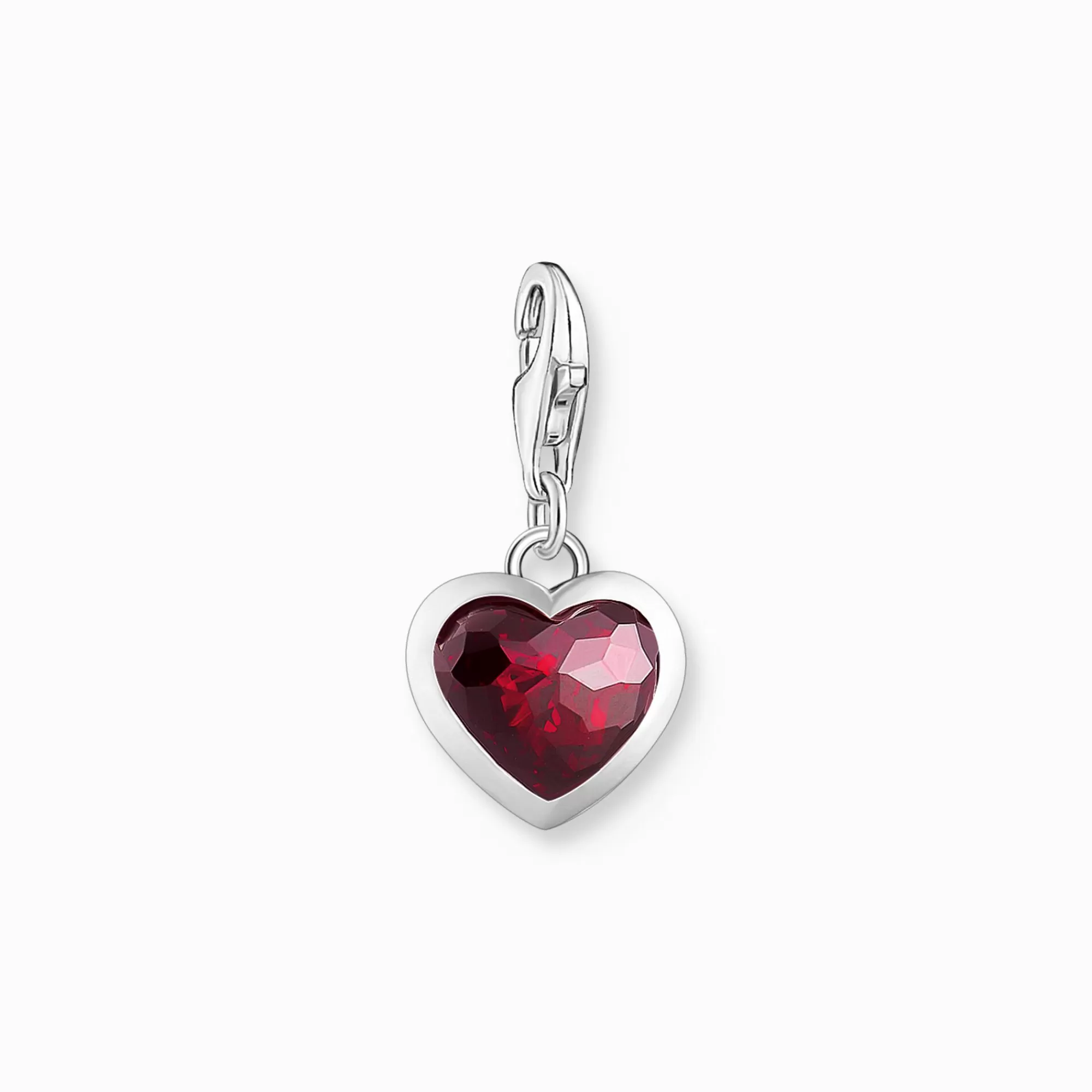 Online Charm de plata con una piedra roja en talla corazón Mujer Charms | Charms