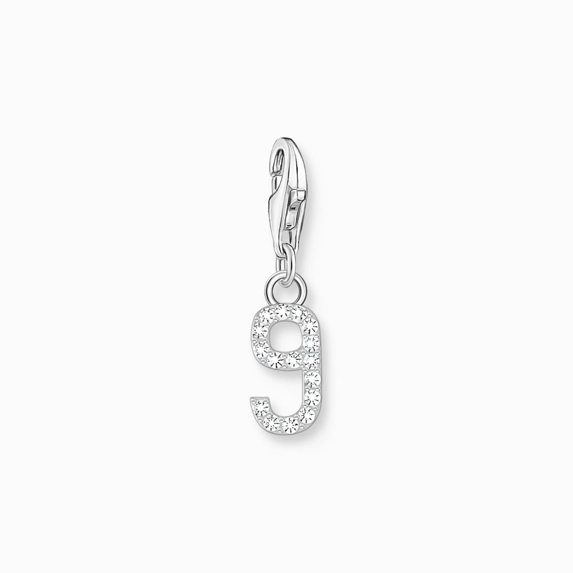 Best Charm de plata del número 9 con piedras blancas Mujer Charms | Charms