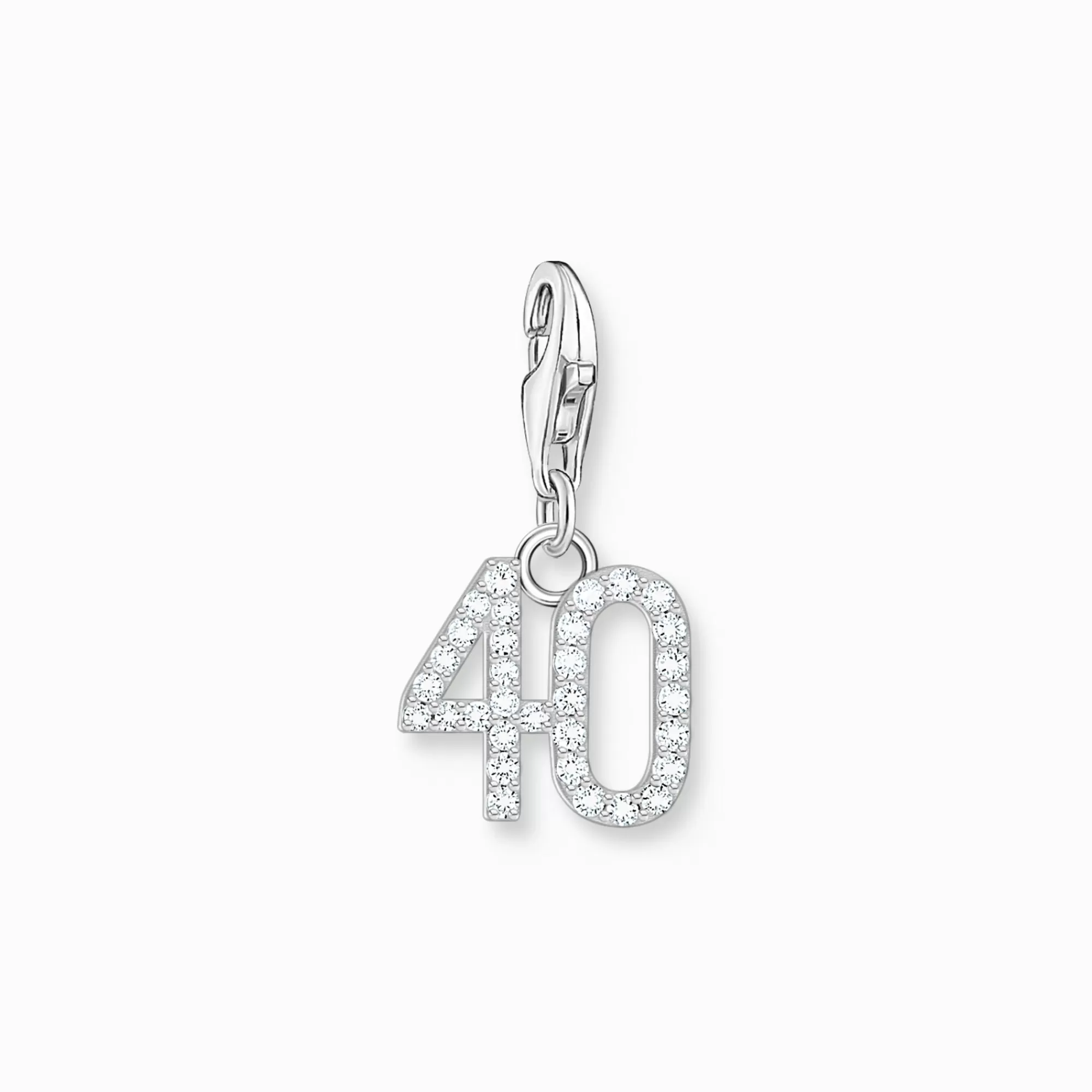 Flash Sale Charm de plata del número 40 con piedras blancas Mujer Charms | Charms