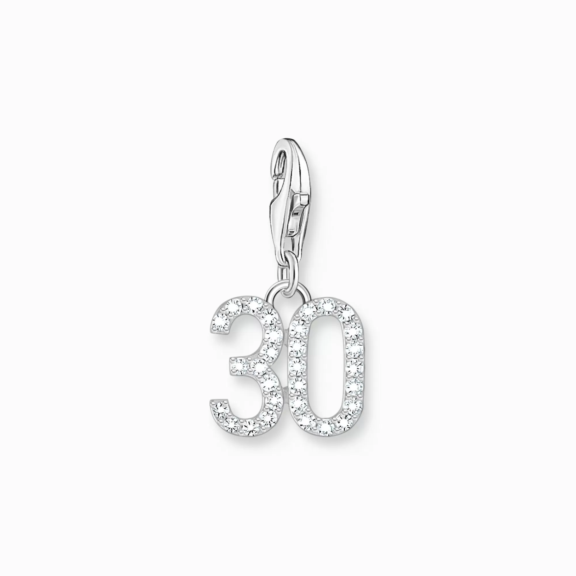 Cheap Charm de plata del número 30 con piedras blancas Mujer Charms | Charms