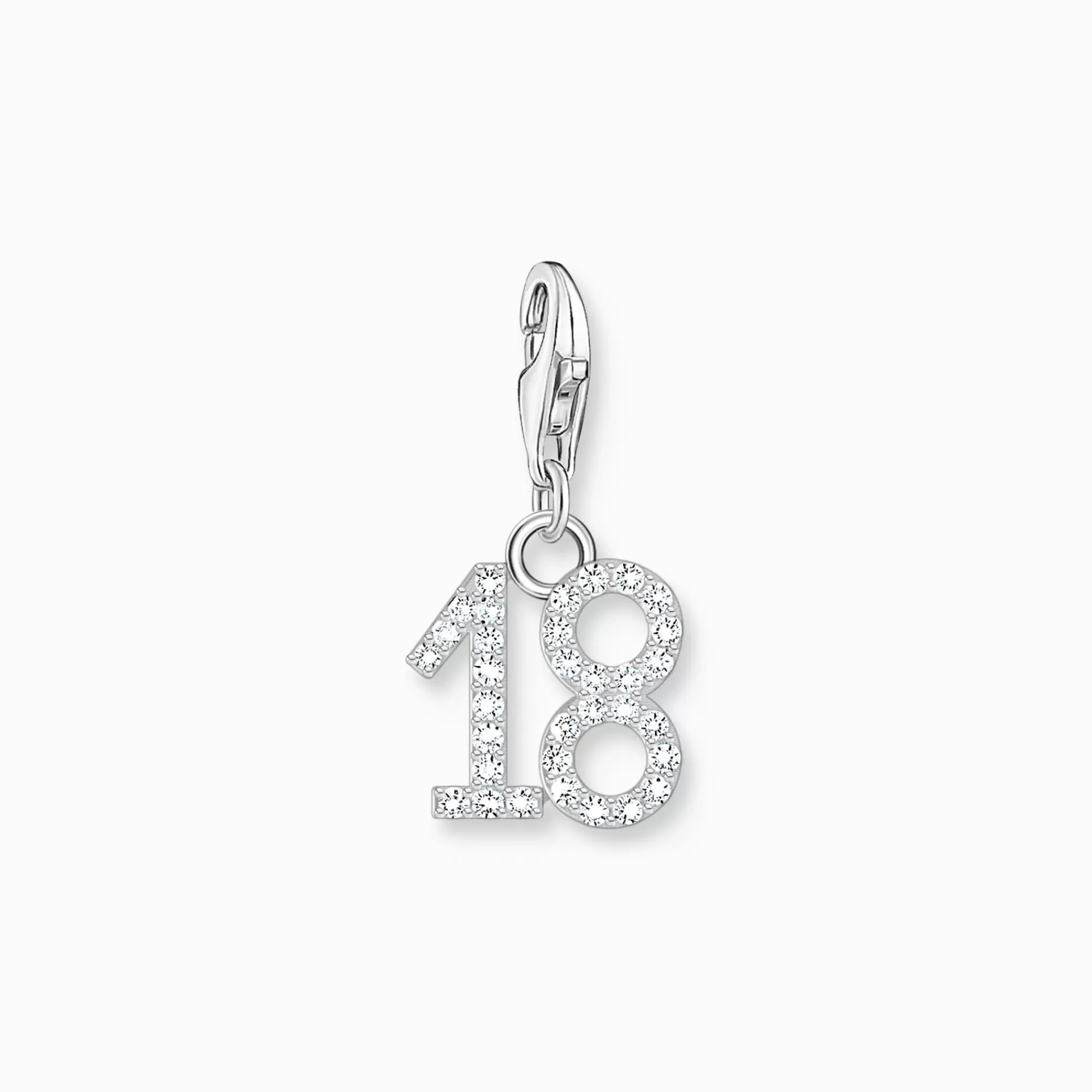 Shop Charm de plata del número 18 con piedras blancas Mujer Charms | Charms