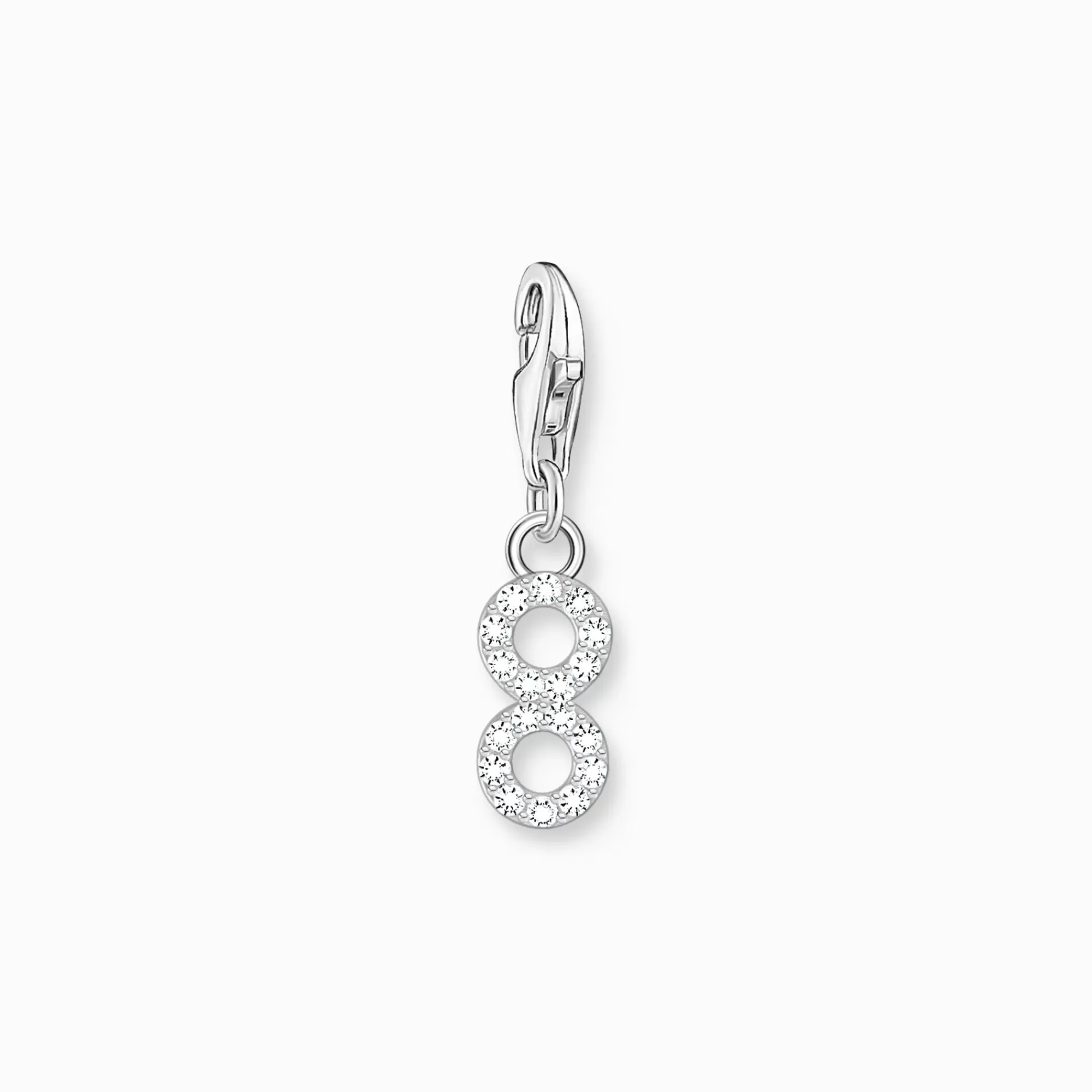 Hot Charm de plata del número 8 con piedras blancas Mujer Charms | Charms