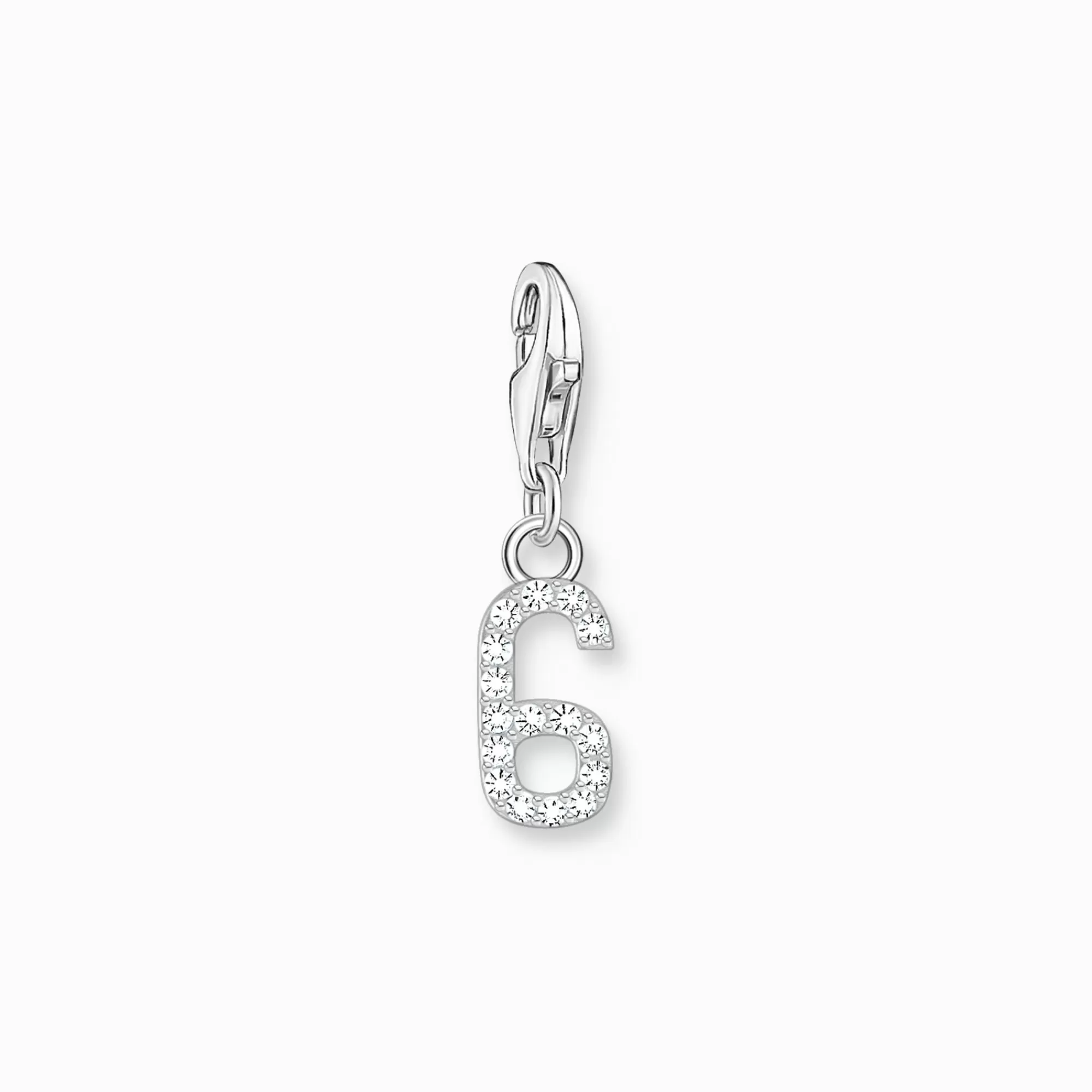 Clearance Charm de plata del número 6 con piedras blancas Mujer Charms | Charms